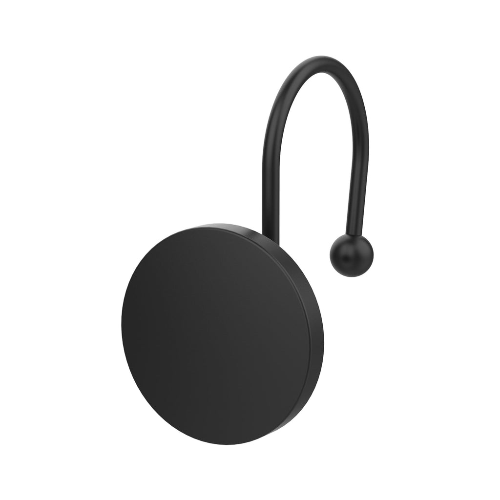 Better Homes & Gardens Matte Black Decorative Button Shower Hooks, Rustproof Metal, 12 Count