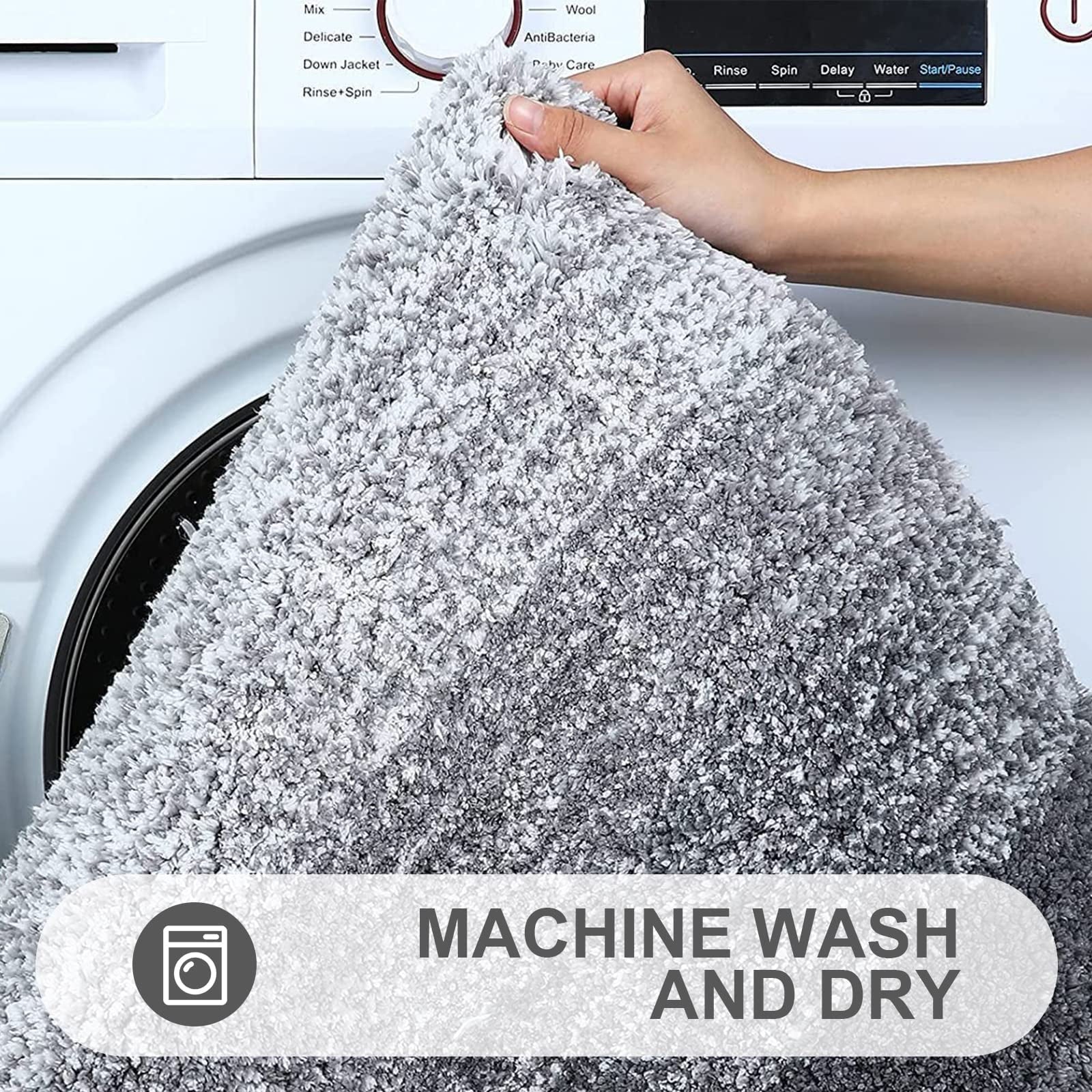 Buganda Microfiber Bathroom Rugs, 16"x24" Grey Luxury Extra Soft and Absorbent Bath Mat, Non-Slip Plush Bath Carpet