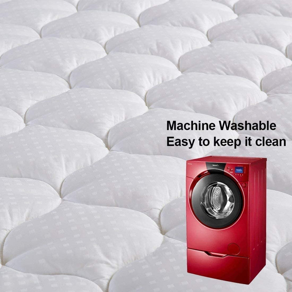 MERITLIFE Extra Thick Cooling Mattress Topper for Back Pain, 100% 400TC Waterproof Mattress Pad Cover - Down Alternative Pillow Top, Hotel Quality Hypoallergenic Queen Size, White