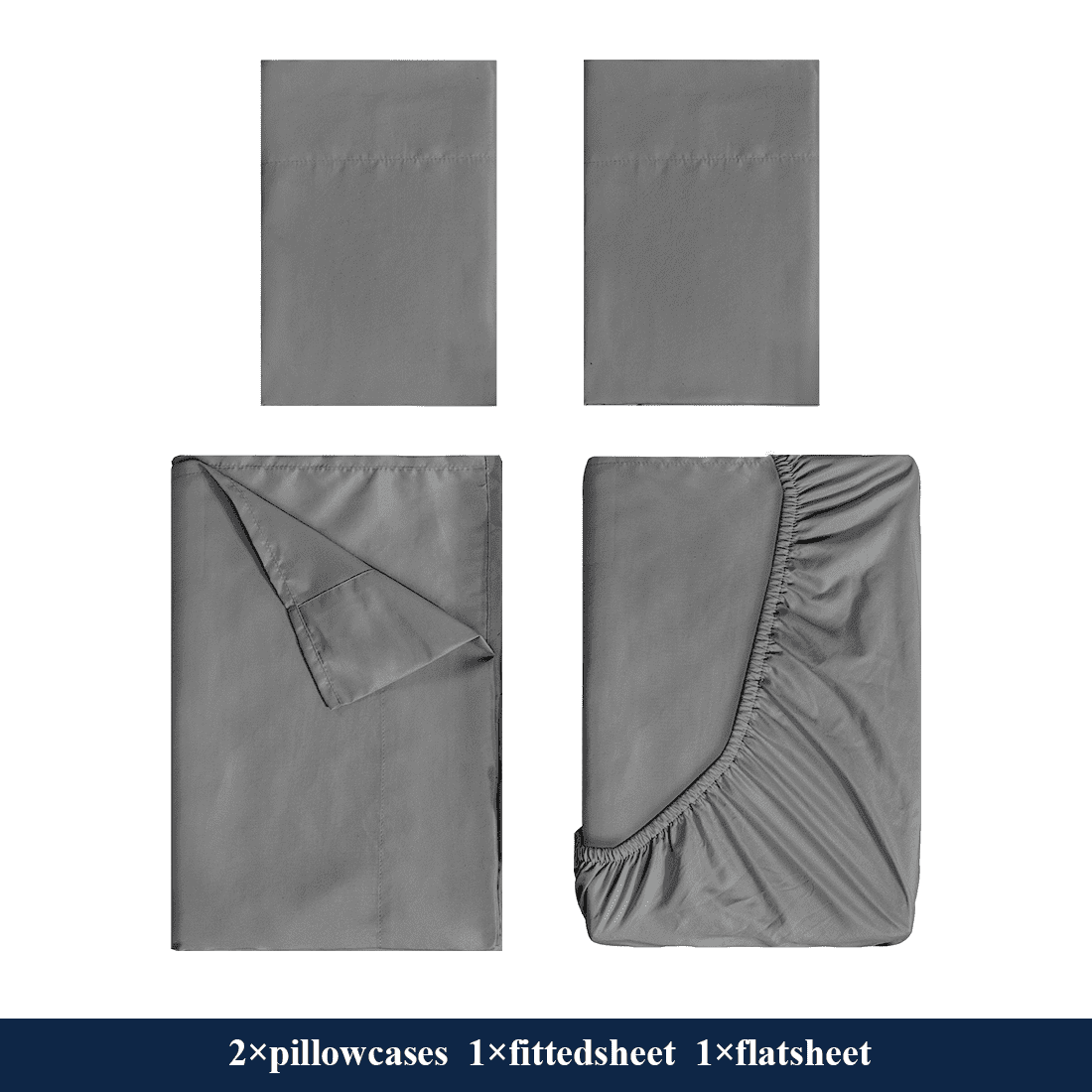 Full Size Bed Sheets,Z-hom 4 Piece Cooling Sheets 14” Deep Pocket Sheet & Pillowcase Sets Soft Microfiber Luxury Bedding Fitted Sheet Water Washed,Dark Gray