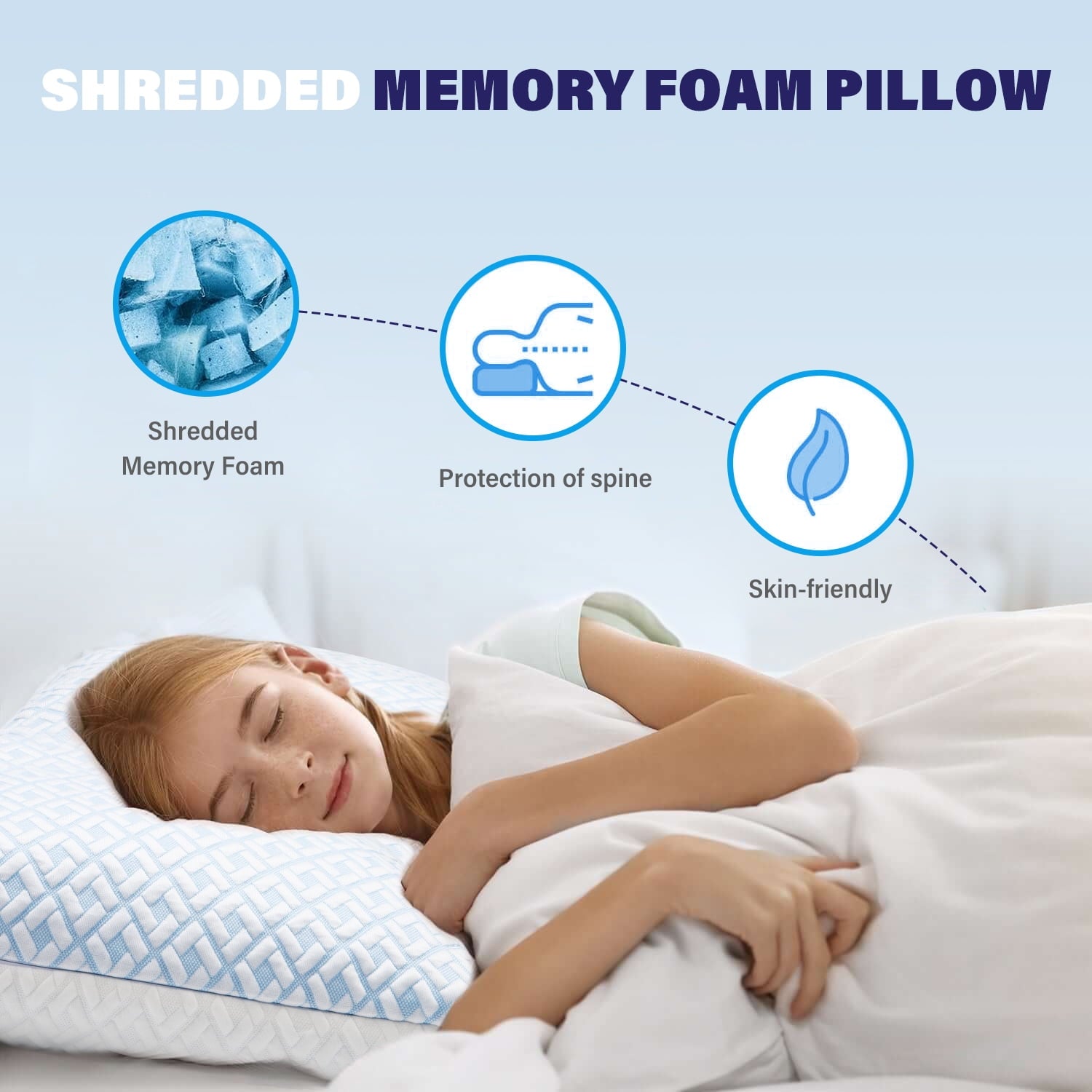 SORMAG Cooling Bed Pillows for Sleeping Shredded Memory Foam Pillows Queen Size Set of 2 Pack