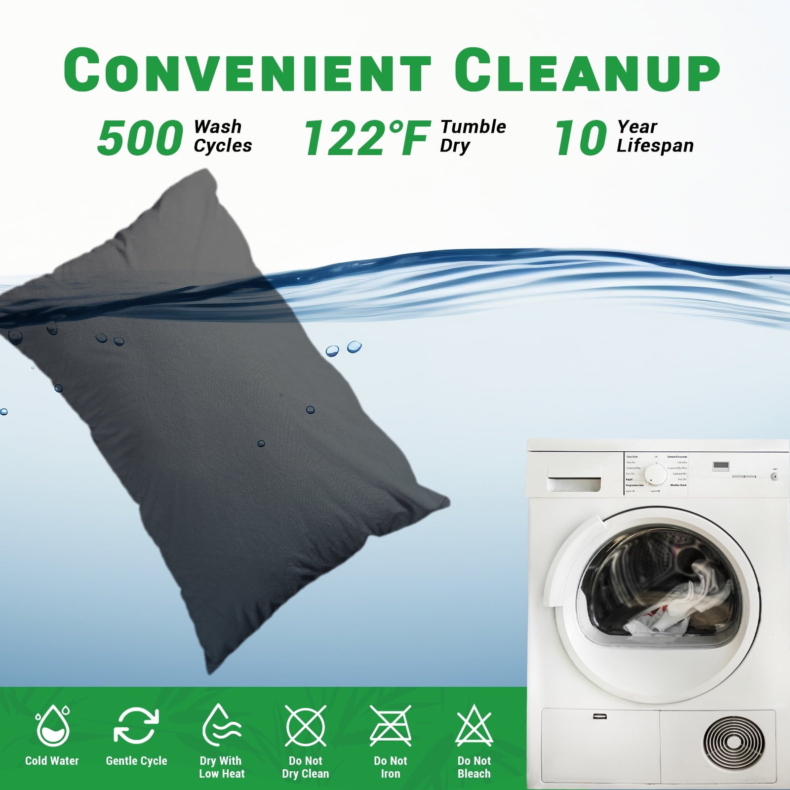 GOGREEN Bamboo Waterproof Pillow Protector, Breathable Pillow Cover, Cooling Pillow Case Protector with Zipper, Super Soft Terry Pillow Case Cover with Zipper (4 Packs, King 20"x36", Dark Grey)