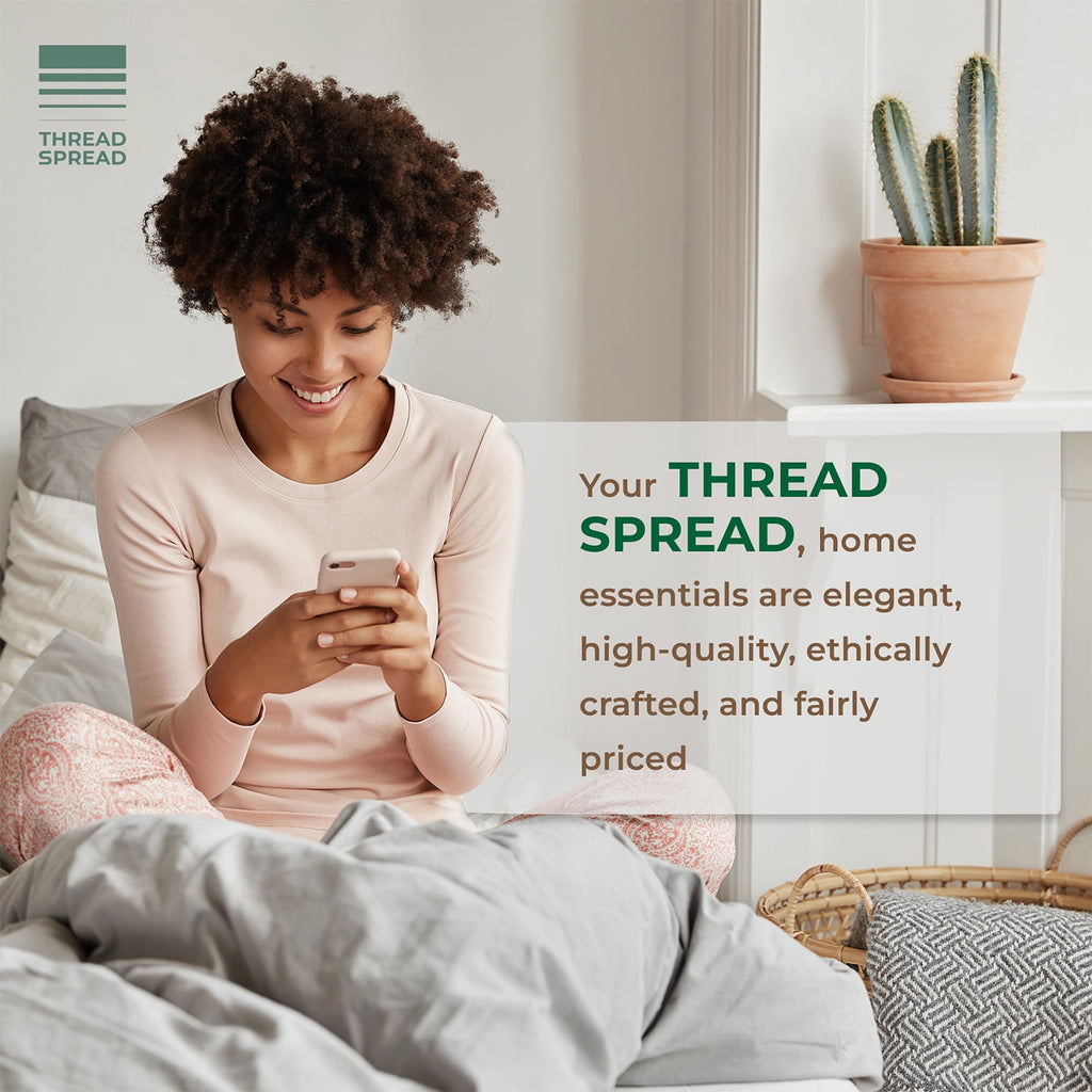 Thread Spread 100% Organic Cotton Sheets Queen Size - 4 PC Organic Cotton Queen Size Percale Weave Sheet Set, Soft, Cooling, Crisp & Breathable, 16" Deep Pocket Hotel Quality Bedding Set - White