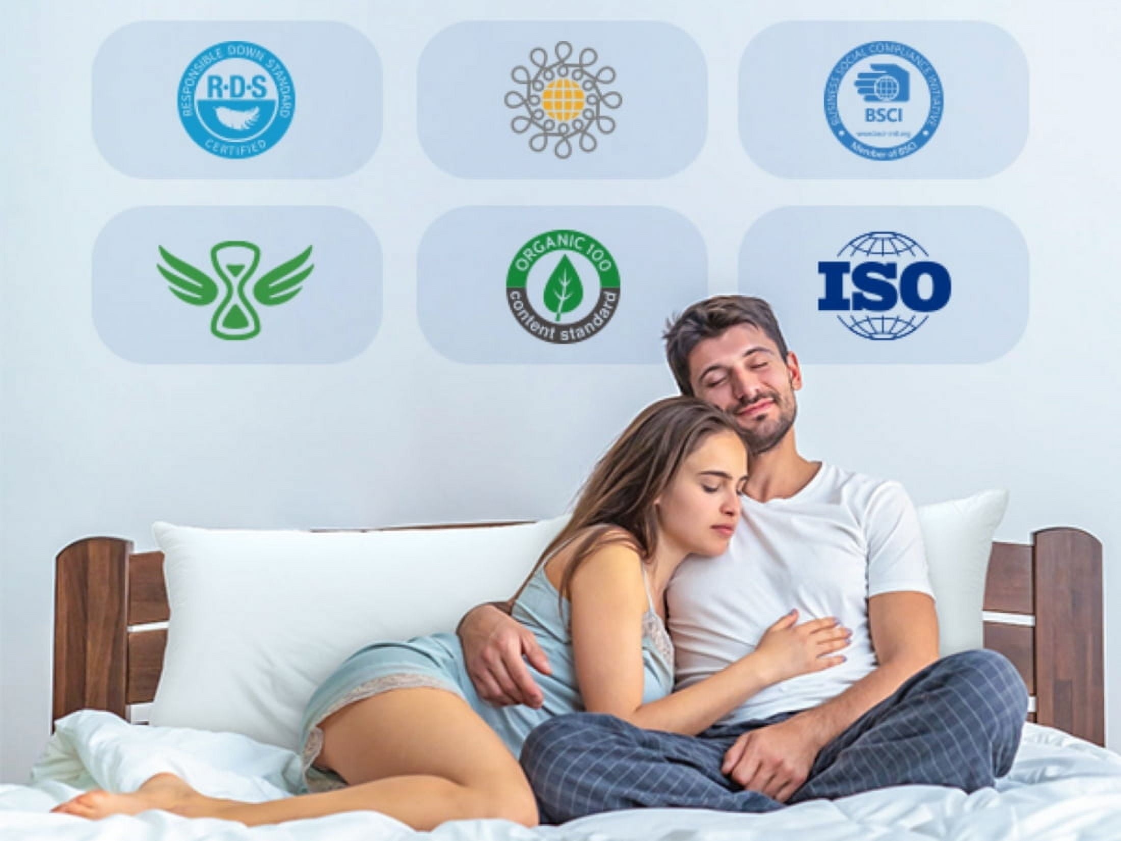 FAPO Goose Feather and Down Pillows Queen Size Set of 2 Luxury Hotel Bed Pillows with Cotton Cover