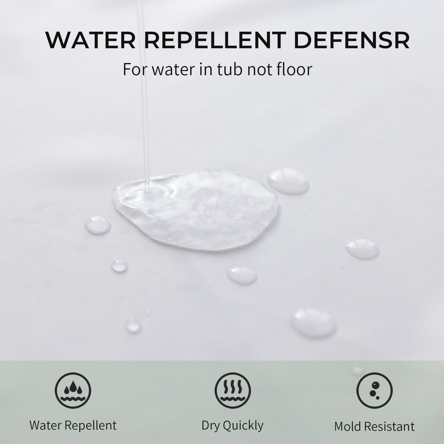 Yiannan Fabric Water-Repellent Shower Curtain,Mold Resistant & Machine Washable Shower Curtain liner,72 x 72 inches,White