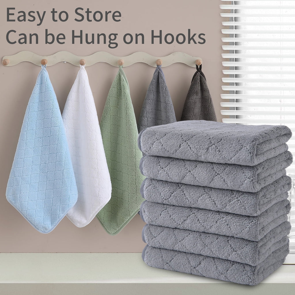 Jessy Home 12 Pack Dark Gray Washcloths for Bathroom 13x13 Inch Ultra Soft Hand Face Towels