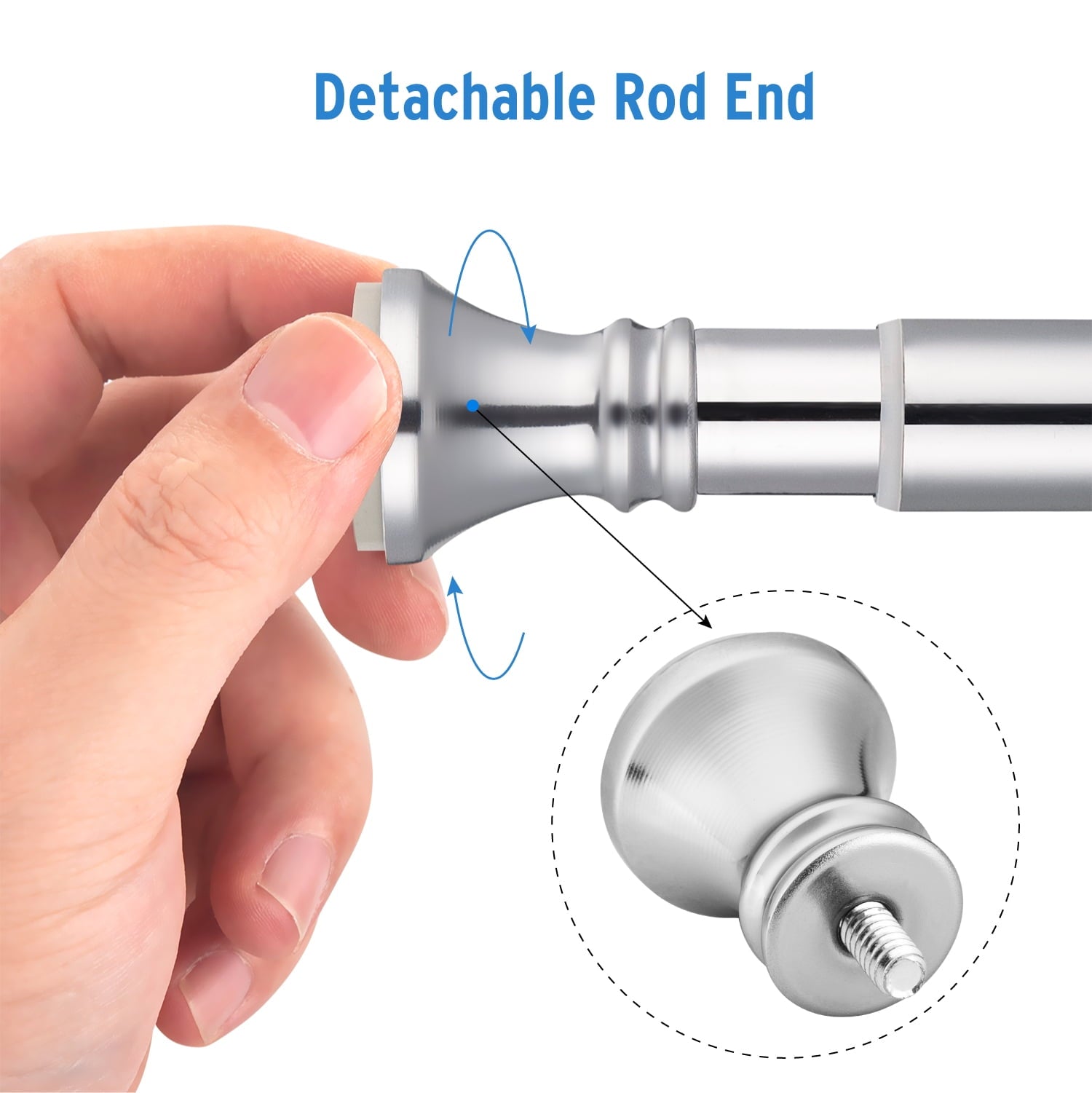 AmazerBath Spring Tension Shower Curtain Rod, 54-90 inches Rust-Resistance Tension Curtain Rod Bathroom Rod, Adjustable Shower Curtain Rod No Drill, Nickel