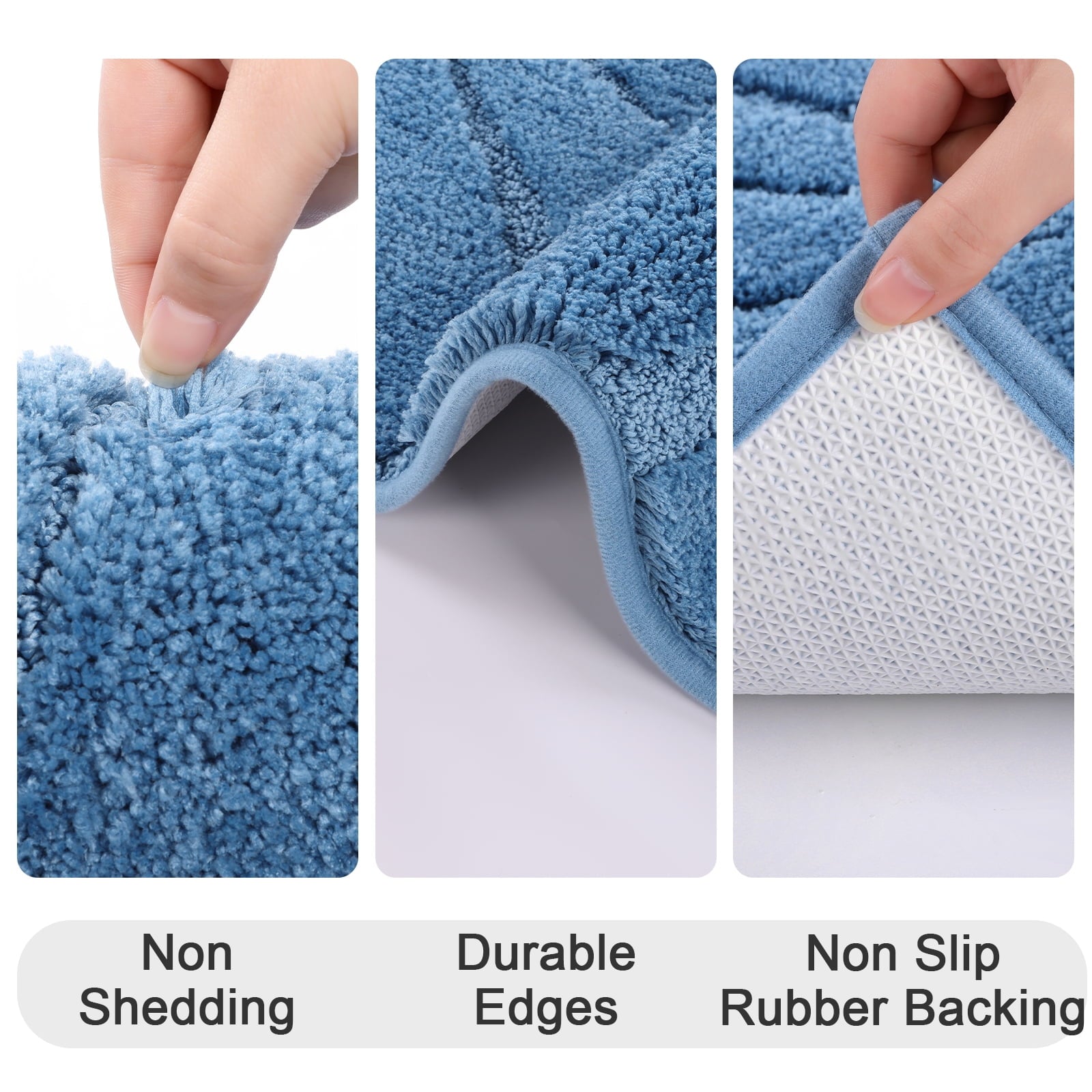 Ileading Bathroom Rugs Sets 4 Piece, Super Soft and Absorbent Non Slip Microfiber Toilet Bathroom Mats