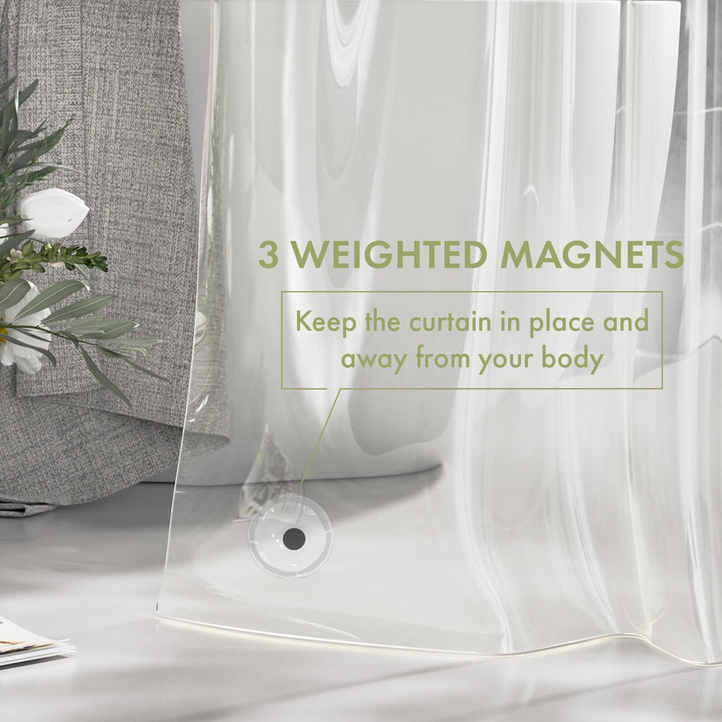 AmazerBath Shower Curtain Liner, 72x72 Clear Shower Curtain Liner, Waterproof Plastic Shower Liner, Cute Lightweight PEVA Shower Curtains for Bathroom with Magnet and 12 Rustproof Metal Grommet Holes