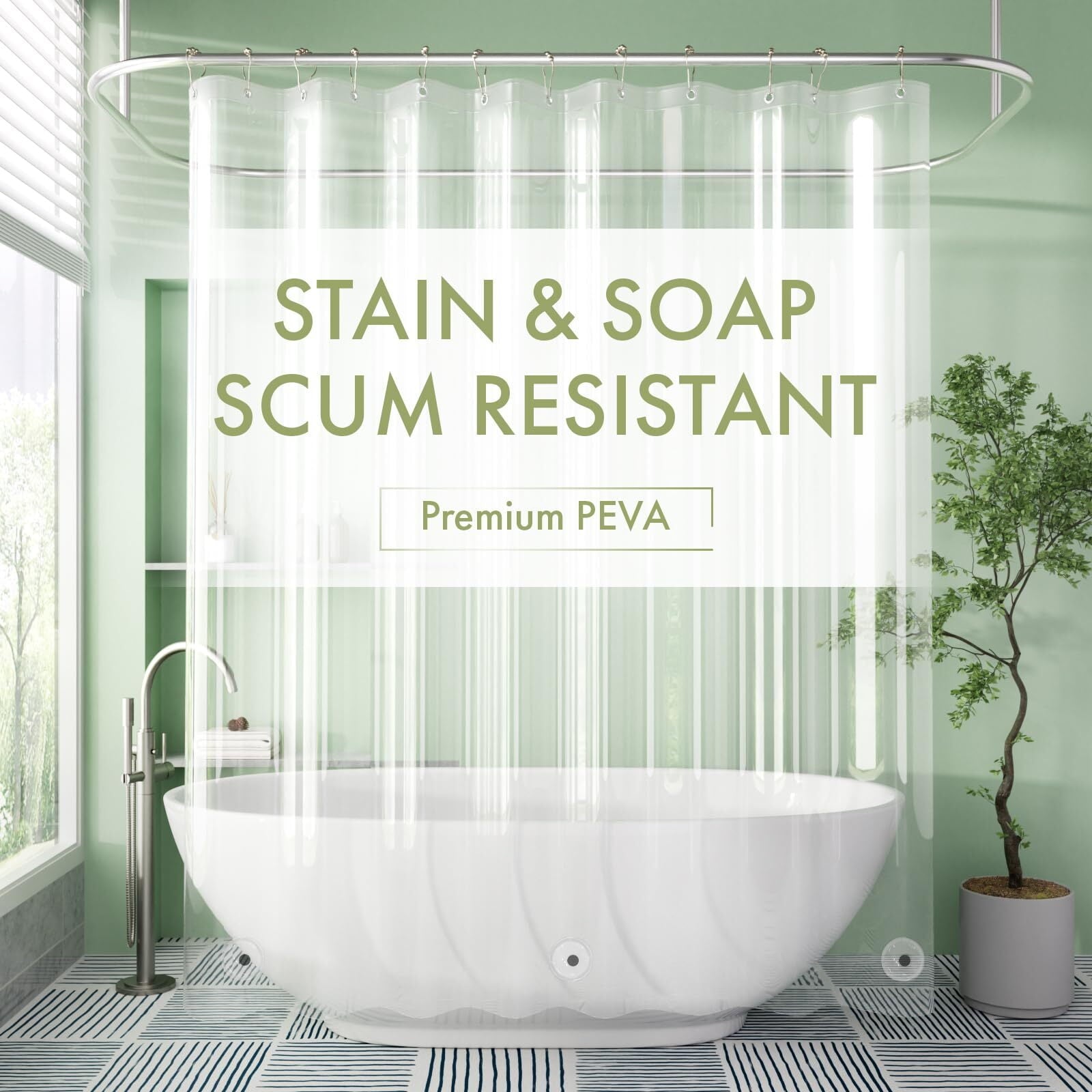 AmazerBath Shower Curtain Liner, 72x72 Clear Shower Curtain Liner, Waterproof Plastic Shower Liner, Cute Lightweight PEVA Shower Curtains for Bathroom with Magnet and 12 Rustproof Metal Grommet Holes