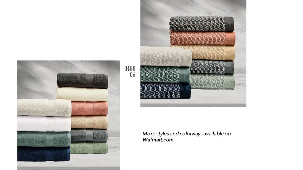 Better Homes & Gardens Signature Soft Cotton Popcorn Textured 6 Piece Bath Towel Set,Arctic White