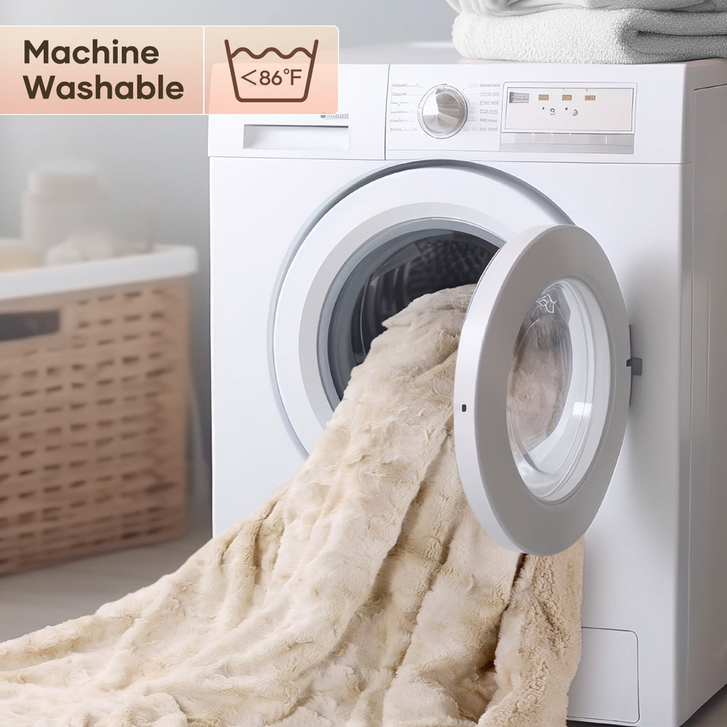 MARNUR Electric Throw Blanket 50" x 60", Soft Faux Fur Heated Throw Blanket with Large LED Display, 6 Heating Levels, 4 Hours Timer- Tie-Dye off White