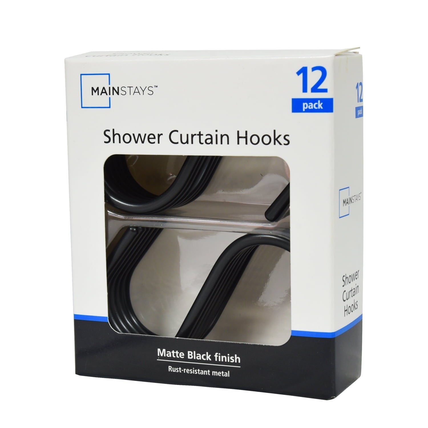 Mainstays Hooks, Black, 12 Piece/Set, 100% Iron