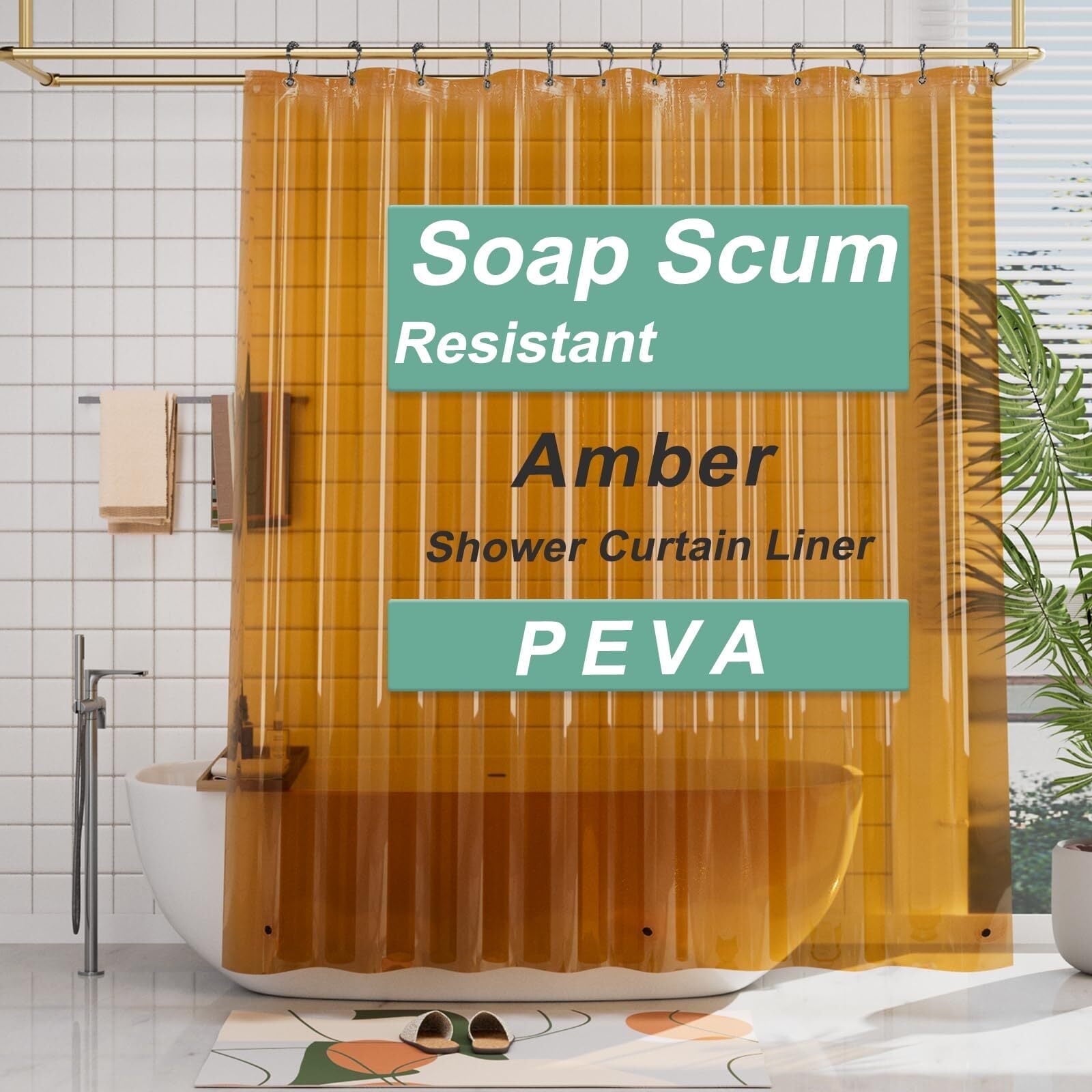 AmazerBath Shower Curtain Liner, 72x72 Clear Shower Curtain Liner, Waterproof Plastic Shower Liner, Cute Lightweight PEVA Shower Curtains for Bathroom with Magnet and 12 Rustproof Metal Grommet Holes