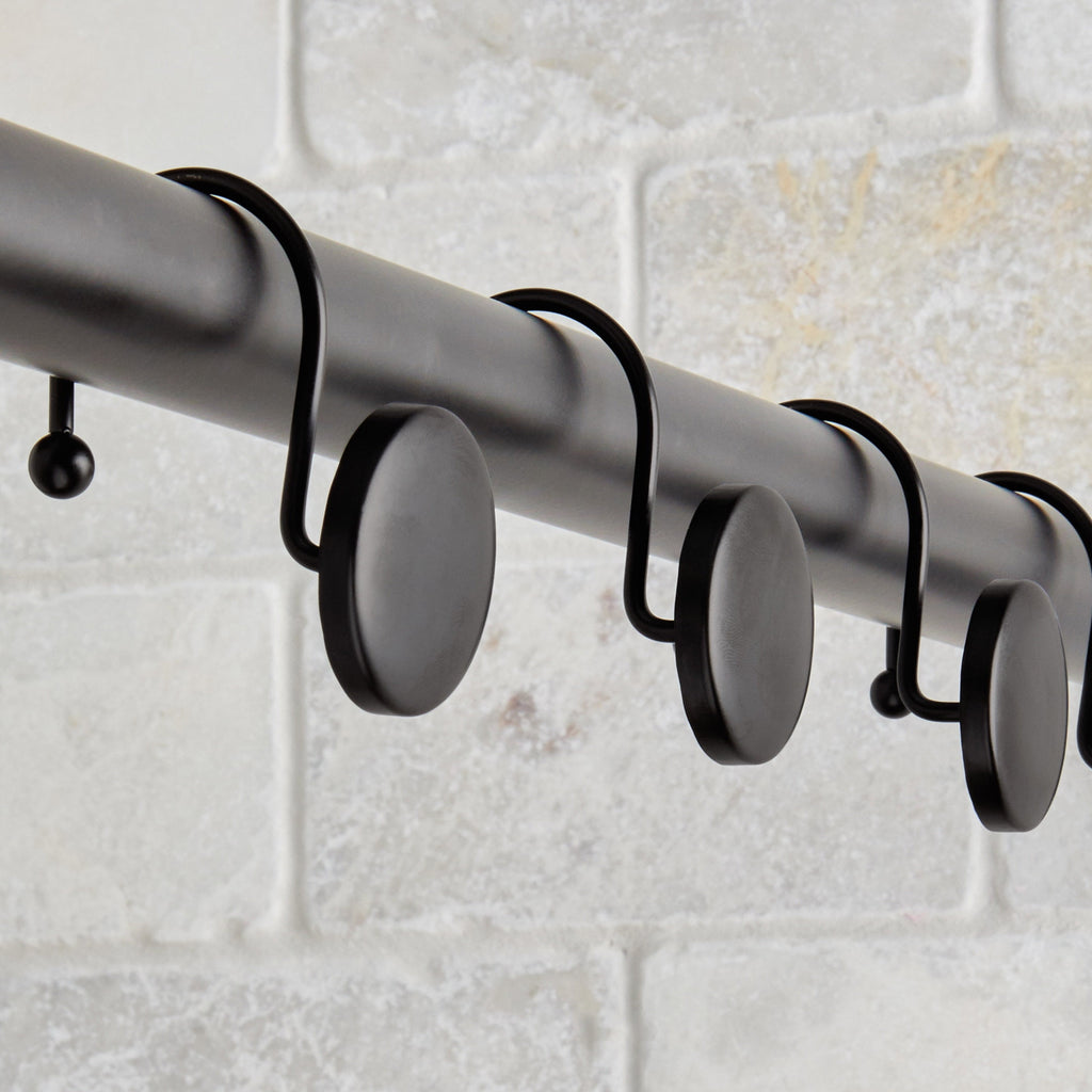Better Homes & Gardens Matte Black Decorative Button Shower Hooks, Rustproof Metal, 12 Count