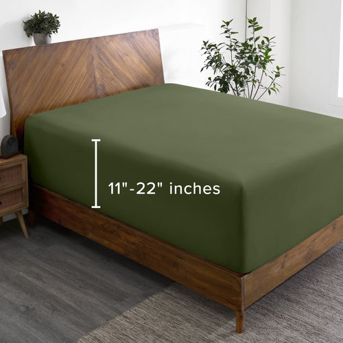 Bare Home Fitted Sheet - 22" Extra Deep Pocket - Premium 1800 Collection - Twin-XL, Cypress