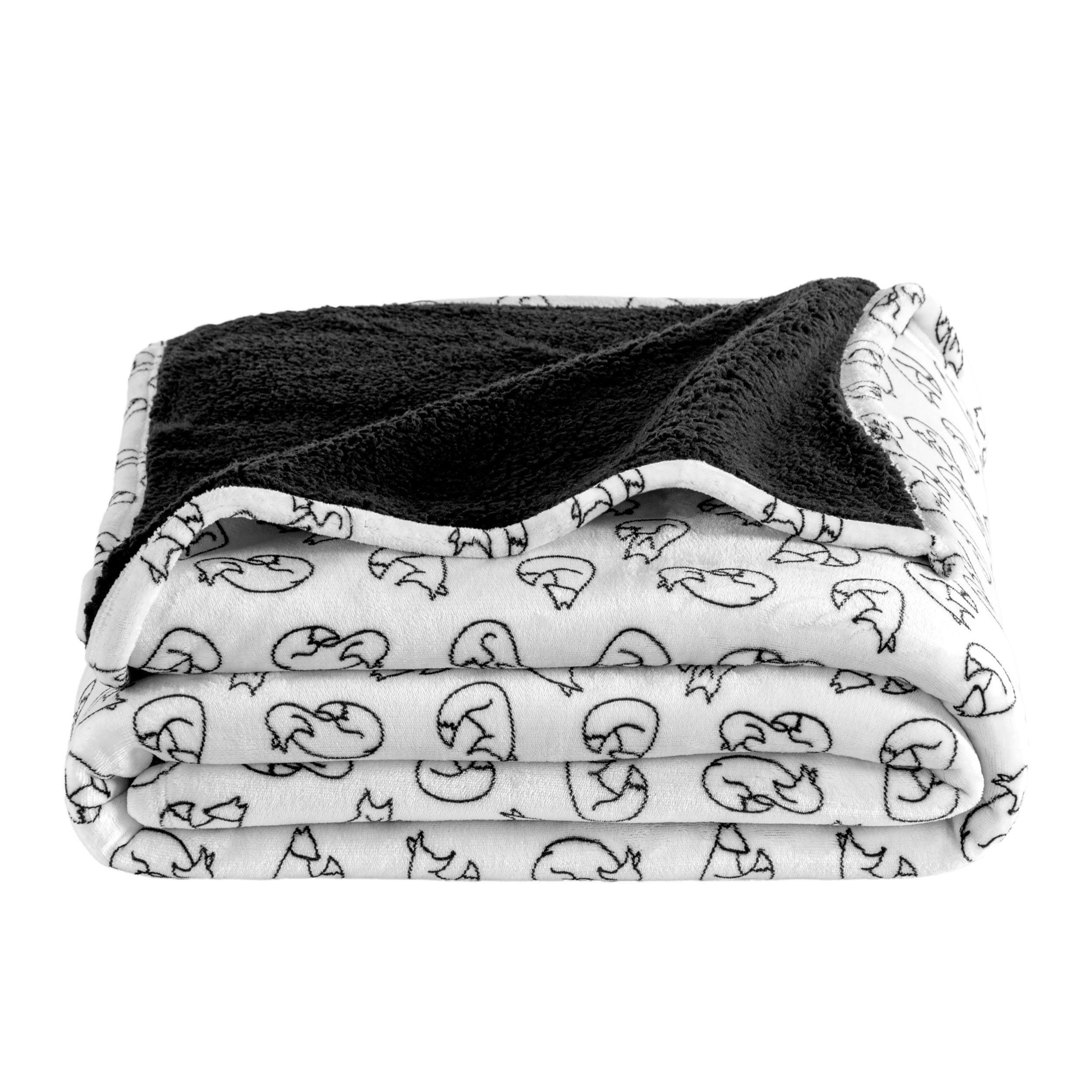 Bare Home Plush Sherpa Bed Blanket - Fluffy & Soft - Reversible - Lightweight - Full/Queen, Gray