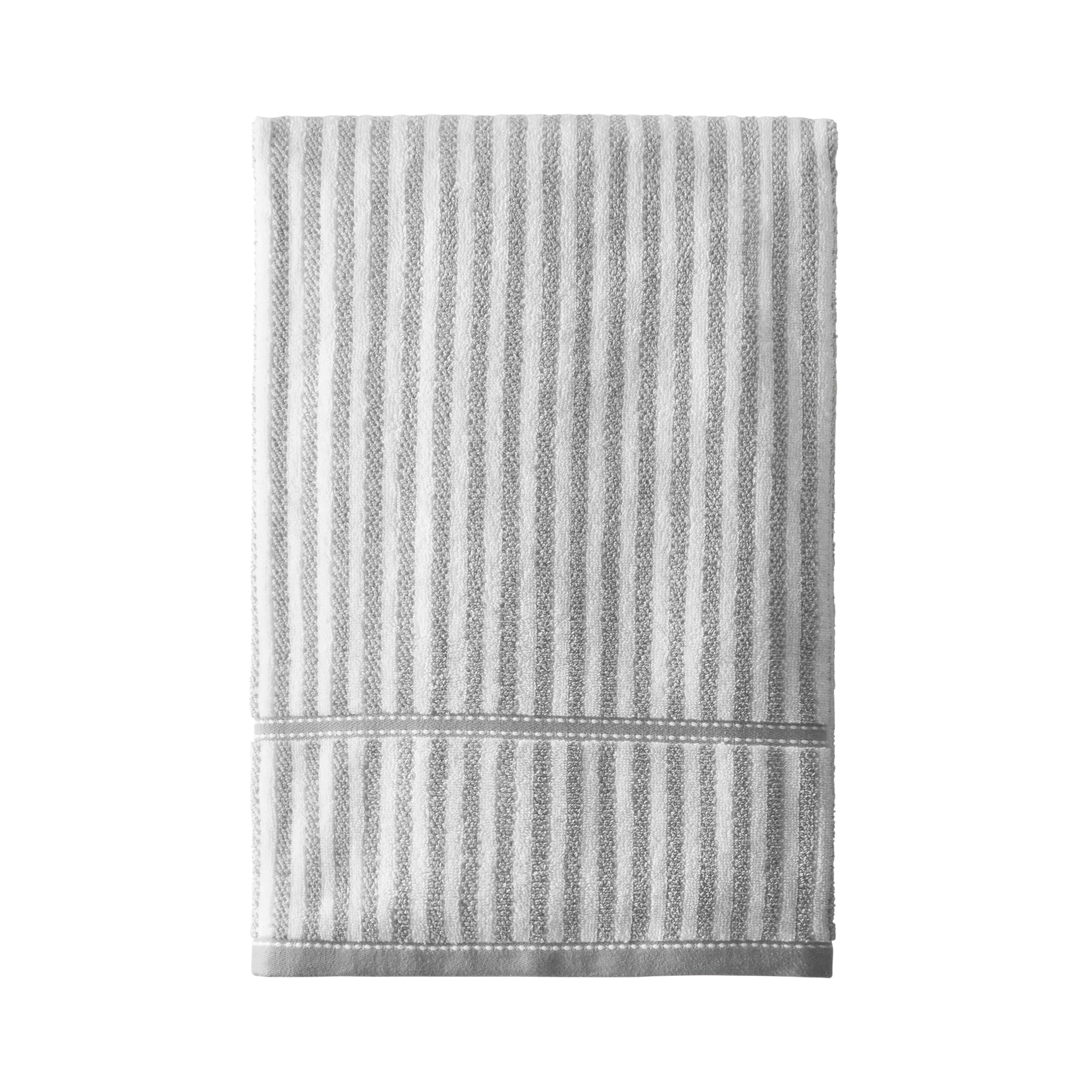Beautiful by Drew Barrymore Stripe Hand Towel, Soft 100% Cotton, Sage Green