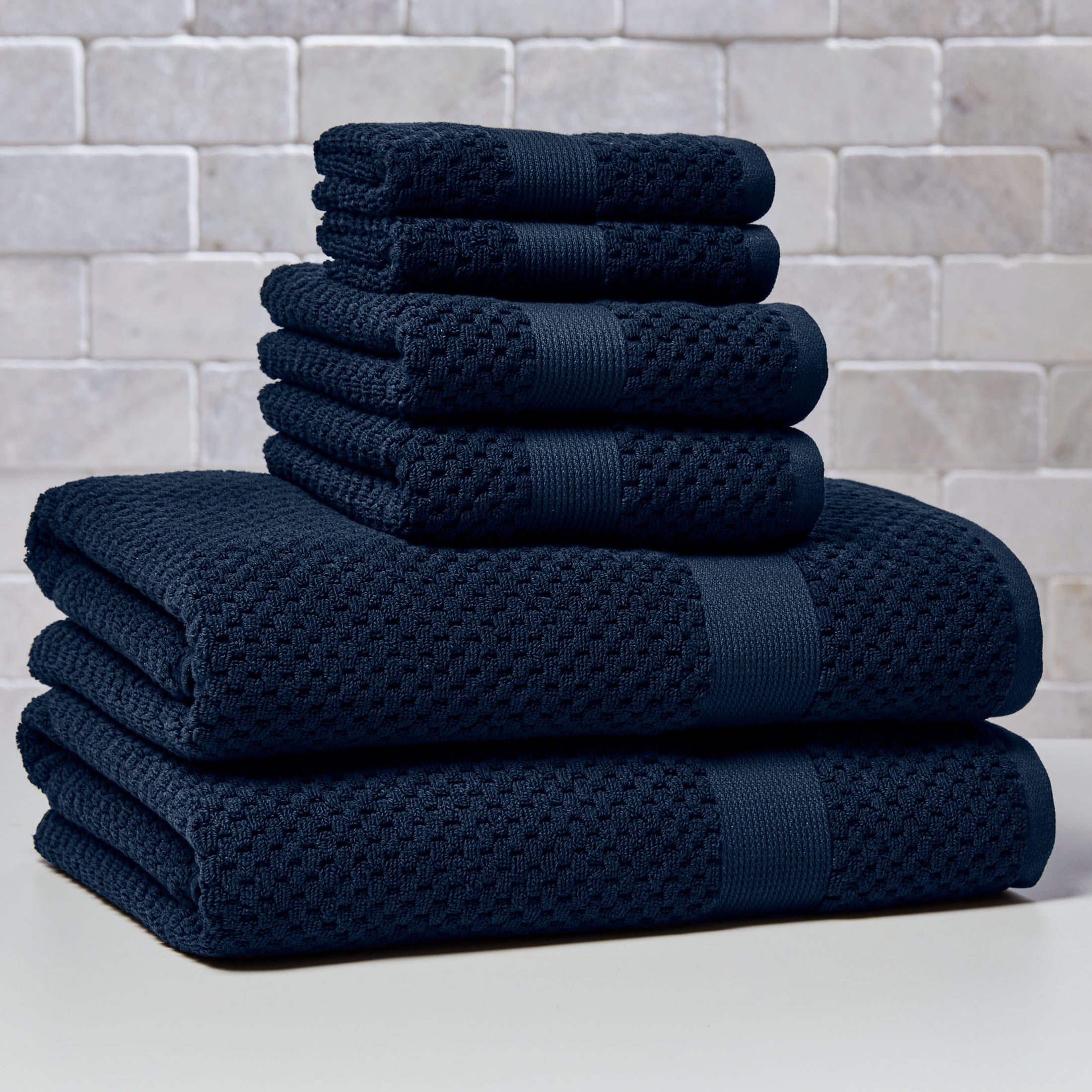 Better Homes & Gardens Signature Soft Cotton Popcorn Textured 6 Piece Bath Towel Set,Arctic White