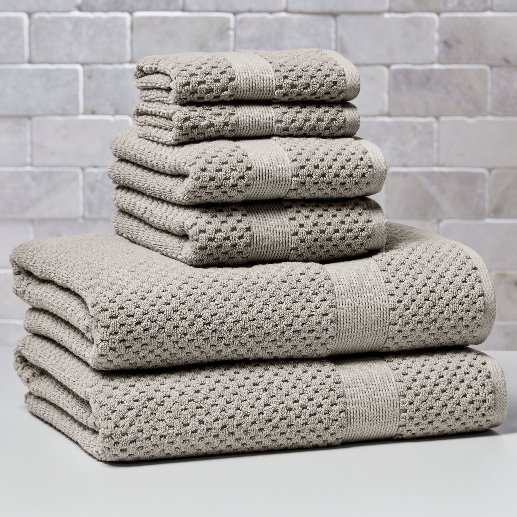 Better Homes & Gardens Signature Soft Cotton Popcorn Textured 6 Piece Bath Towel Set,Arctic White