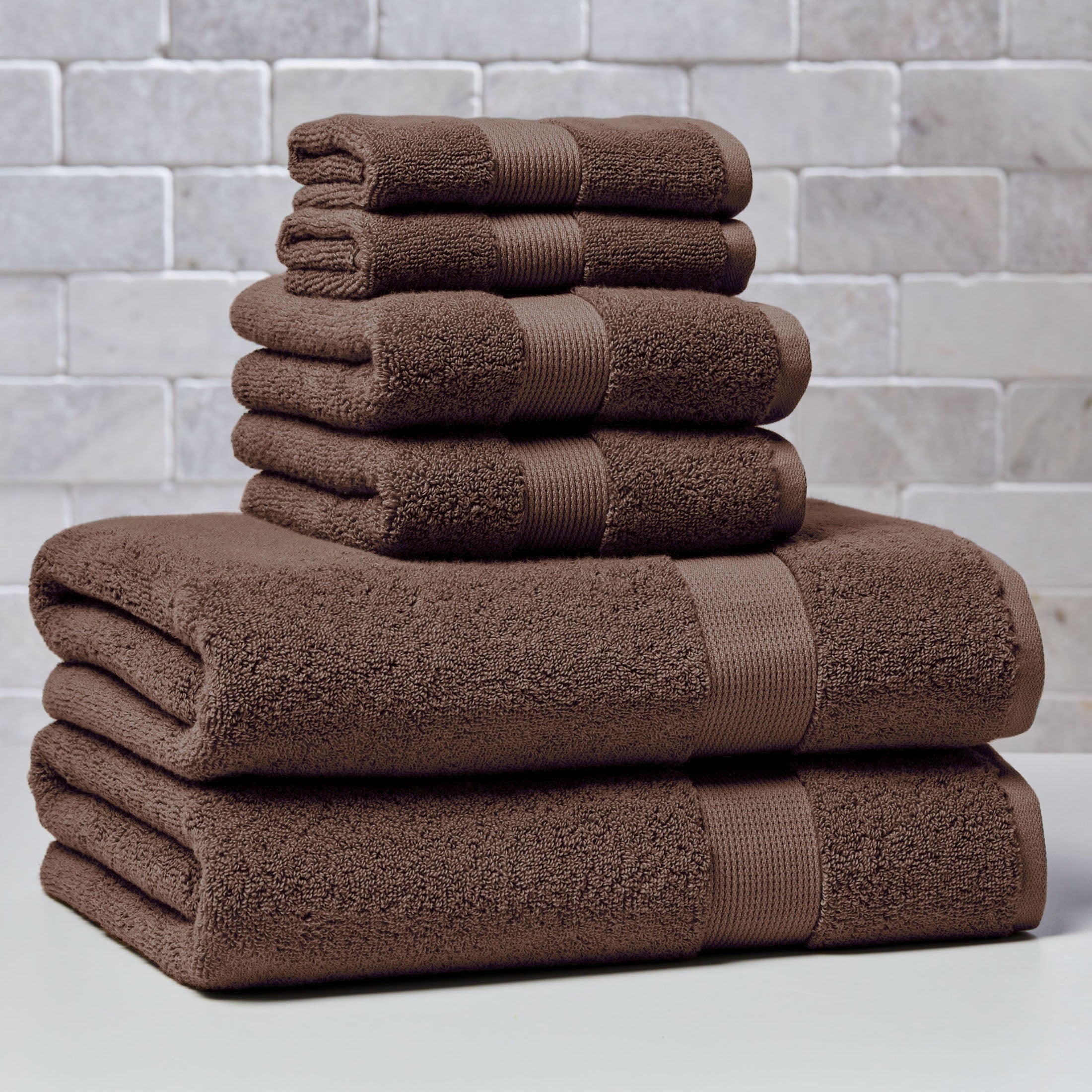 Better Homes & Gardens Signature Soft Solid Cotton 6 Piece Bath Towel Set,Arctic White