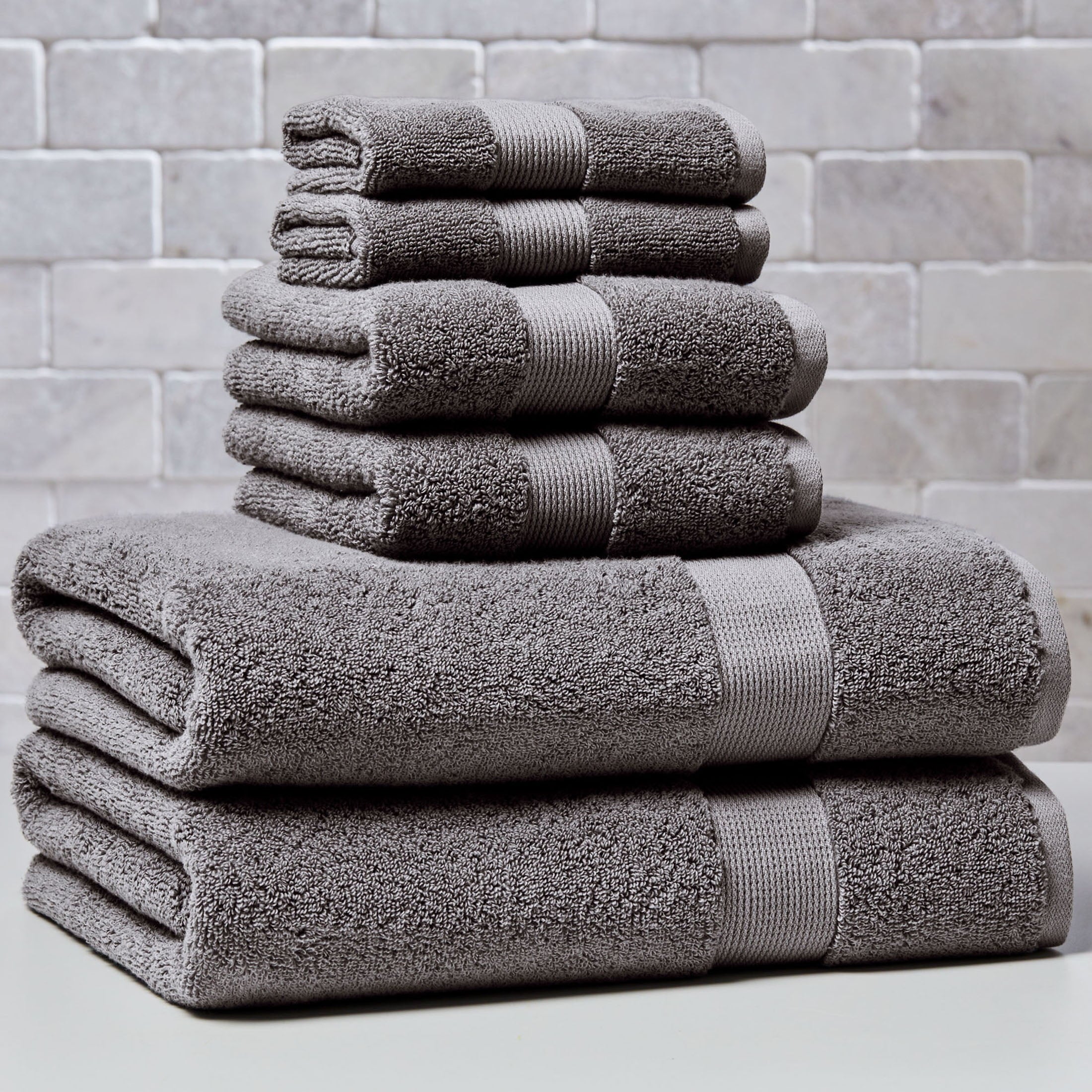 Better Homes & Gardens Signature Soft Solid Cotton 6 Piece Bath Towel Set,Arctic White