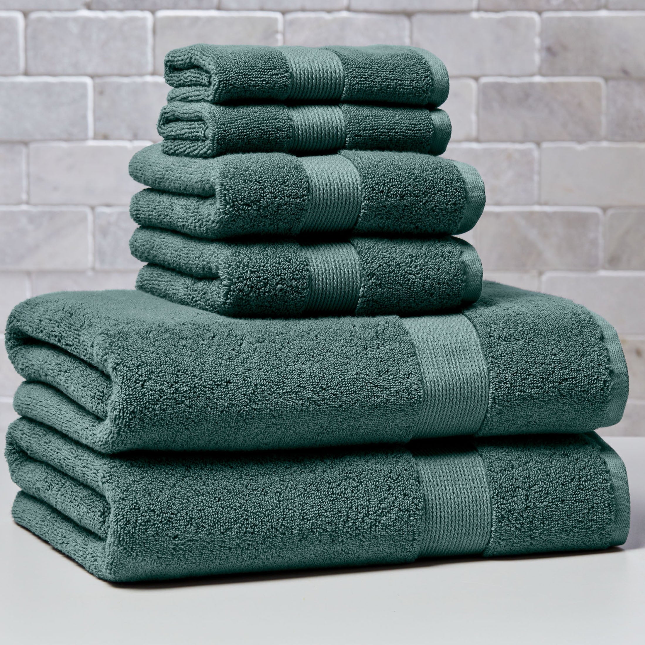 Better Homes & Gardens Signature Soft Solid Cotton 6 Piece Bath Towel Set,Arctic White