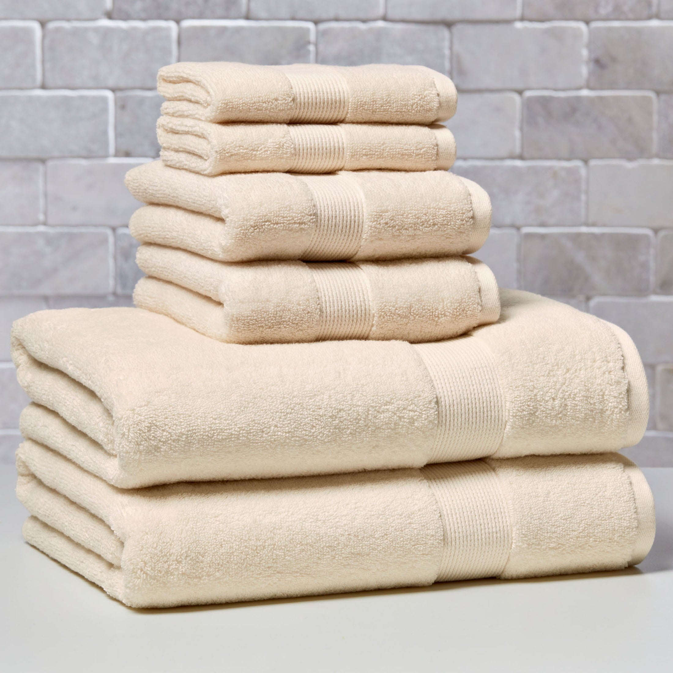 Better Homes & Gardens Signature Soft Solid Cotton 6 Piece Bath Towel Set,Arctic White