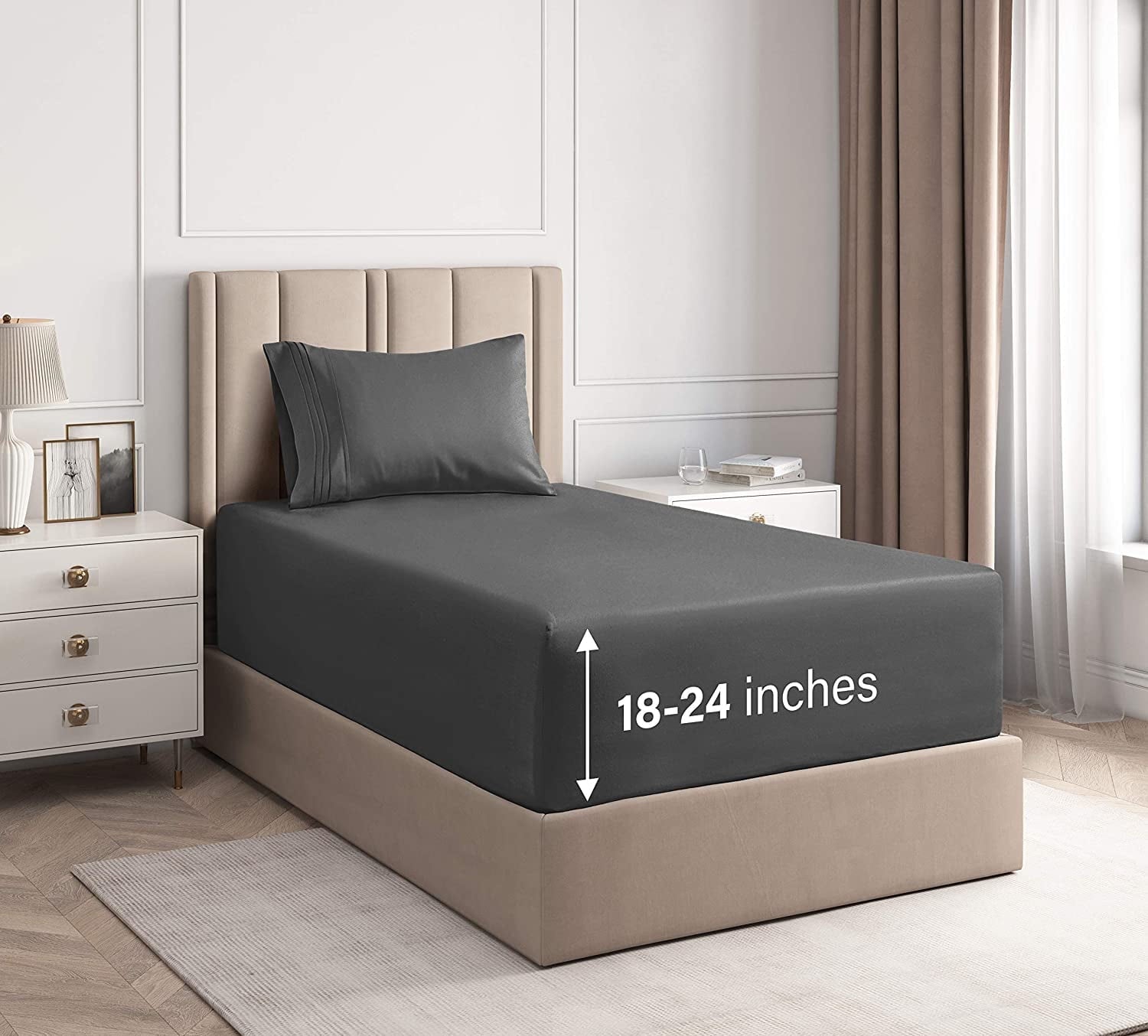 CGK Linens 4-Piece Extra Deep Pocket Sheet Set - Queen Size Breathable & Cooling Bed Sheets Fits 18"-24" Mattresses, White