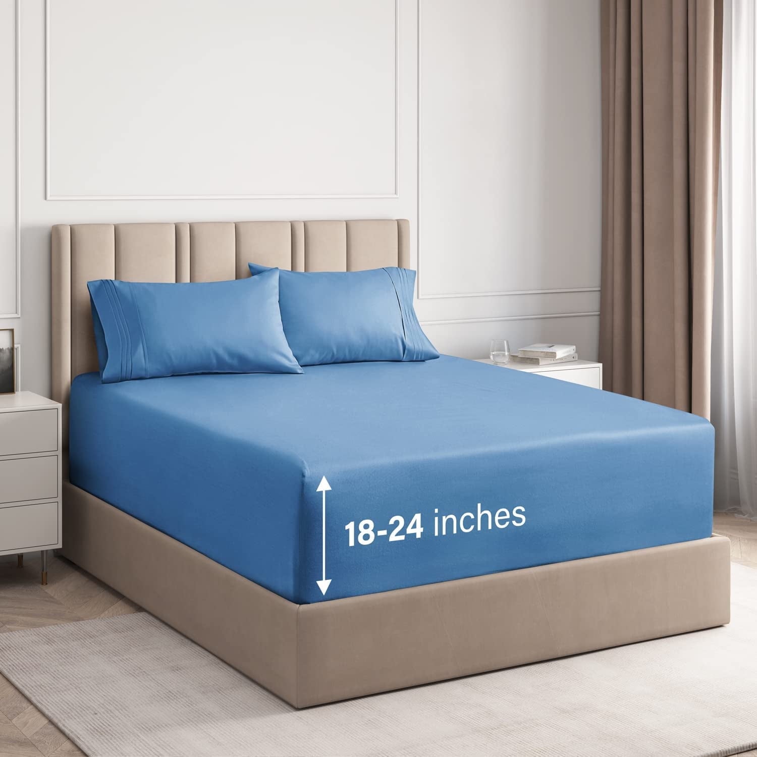 CGK Linens 4-Piece Extra Deep Pocket Sheet Set - Queen Size Breathable & Cooling Bed Sheets Fits 18"-24" Mattresses, White