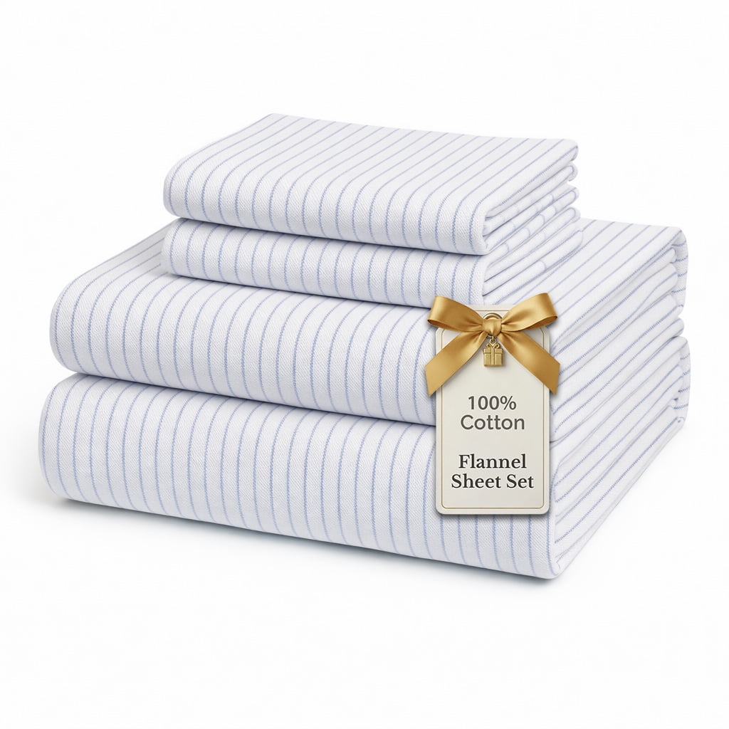 Casa Platino 3-Piece White Plaid 100% Cotton Bed Sheet Set, Twin – Deep Pocket