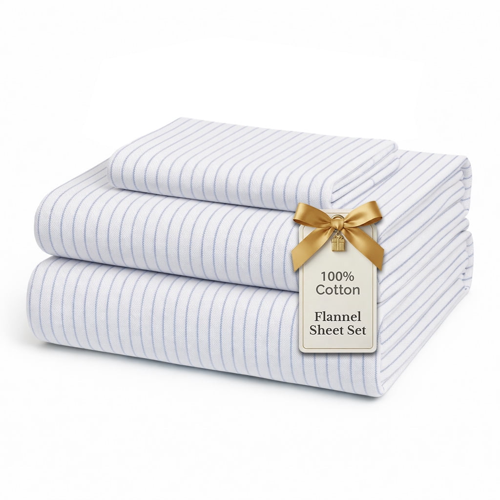 Casa Platino 3-Piece White Plaid 100% Cotton Bed Sheet Set, Twin – Deep Pocket