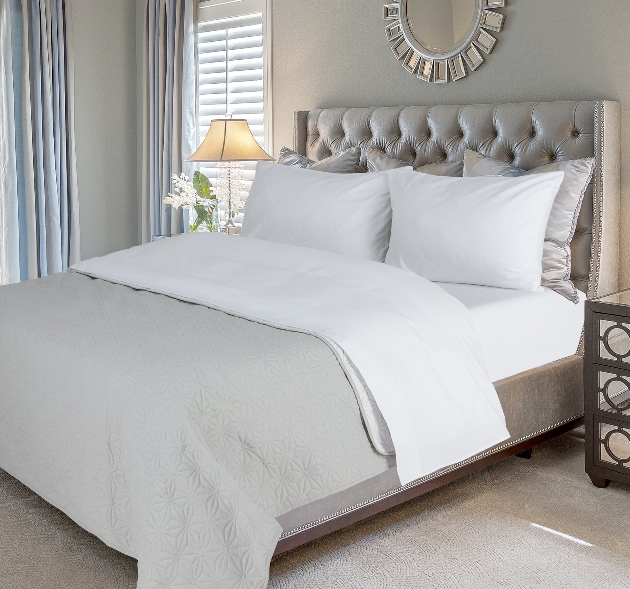 Casa Platino 3-Piece White Plaid 100% Cotton Bed Sheet Set, Twin – Deep Pocket