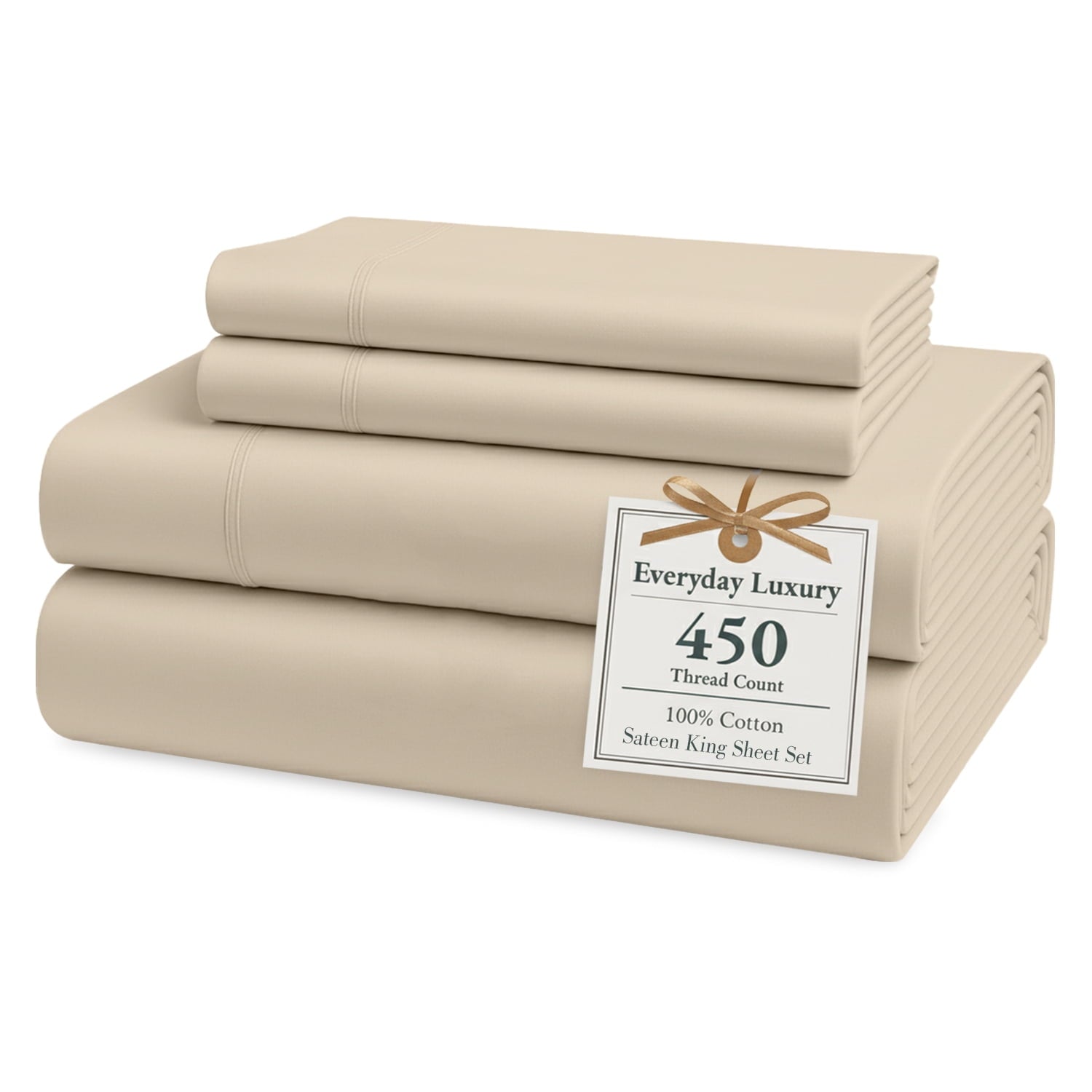 Casa Platino Twin Bed Sheet – 450TC 100% Cotton Cooling Bed Sheets, Premium Hotel Sateen Finish, Oeko-Tex Certified, Restful Sleep – Ticking Stripe