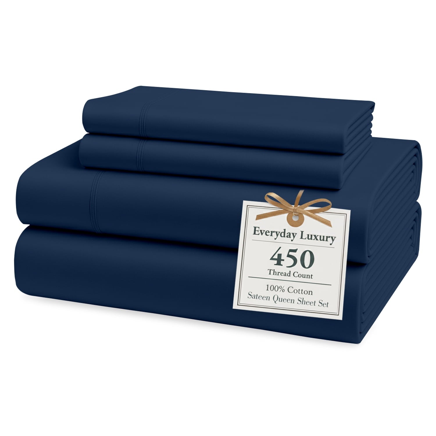 Casa Platino Twin Bed Sheet – 450TC 100% Cotton Cooling Bed Sheets, Premium Hotel Sateen Finish, Oeko-Tex Certified, Restful Sleep – Ticking Stripe