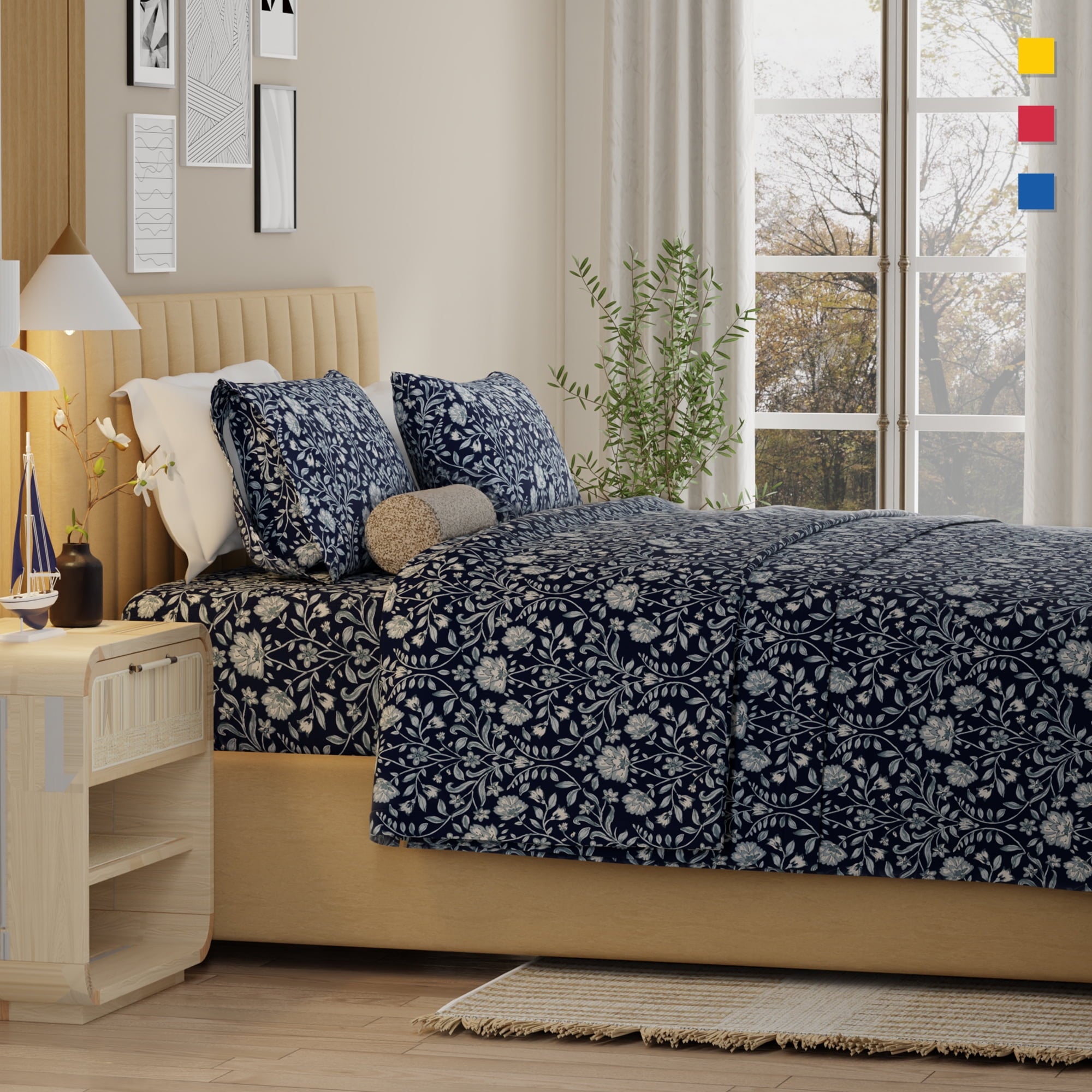 Color Sense 100% Cotton Percale Cool & Crisp 3-Piece Bedsheet set Twin Light Gray