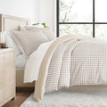 Duvet Cover Set - Ultra Soft & Breathable - Reversible Beige Gingham Check for Twin/TwinXL Bedding by Comfort Canopy