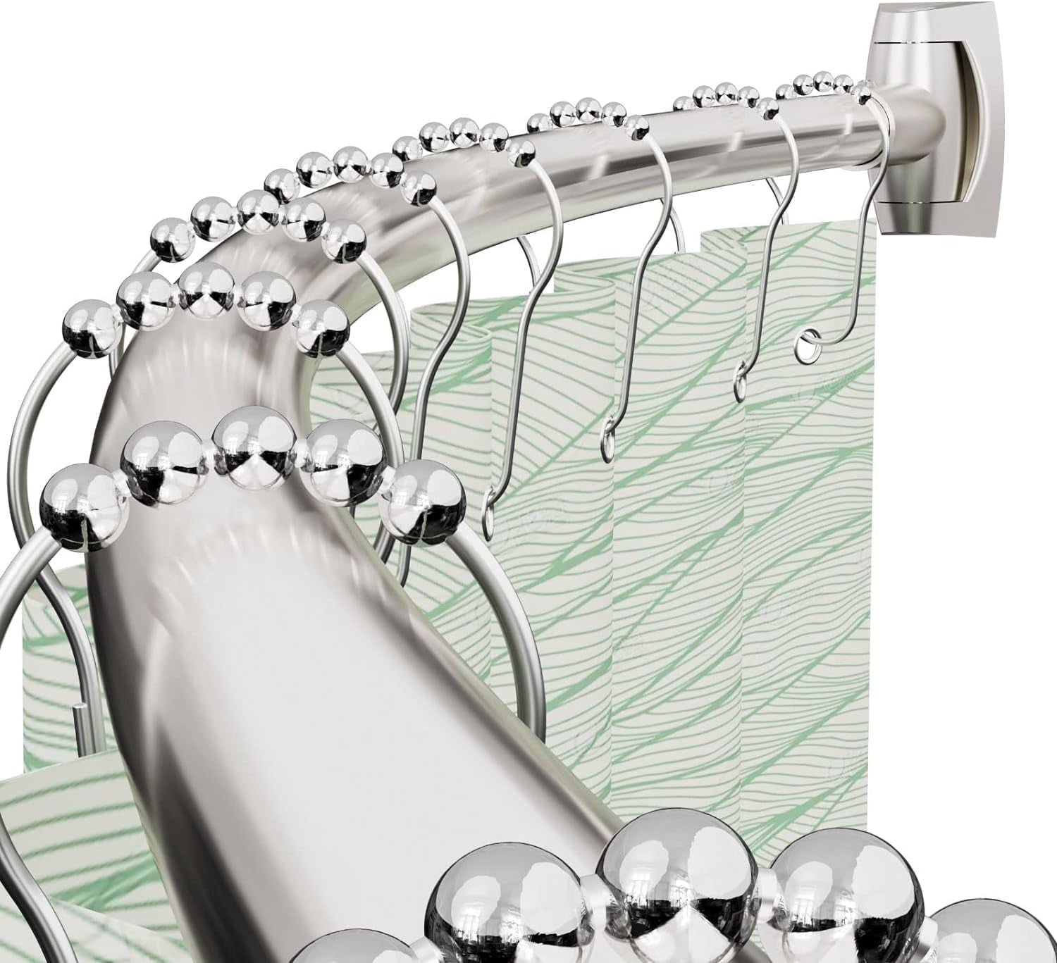 Curved Shower Curtain Rod 43" to 72" Adjustable, Aluminum Rustproof Expandable Round Shower Rod for Bathroom Bathtub Stall, Need to Drill, Black