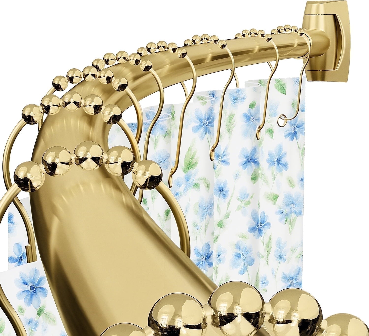 Curved Shower Curtain Rod 43" to 72" Adjustable, Aluminum Rustproof Expandable Round Shower Rod for Bathroom Bathtub Stall, Need to Drill, Black