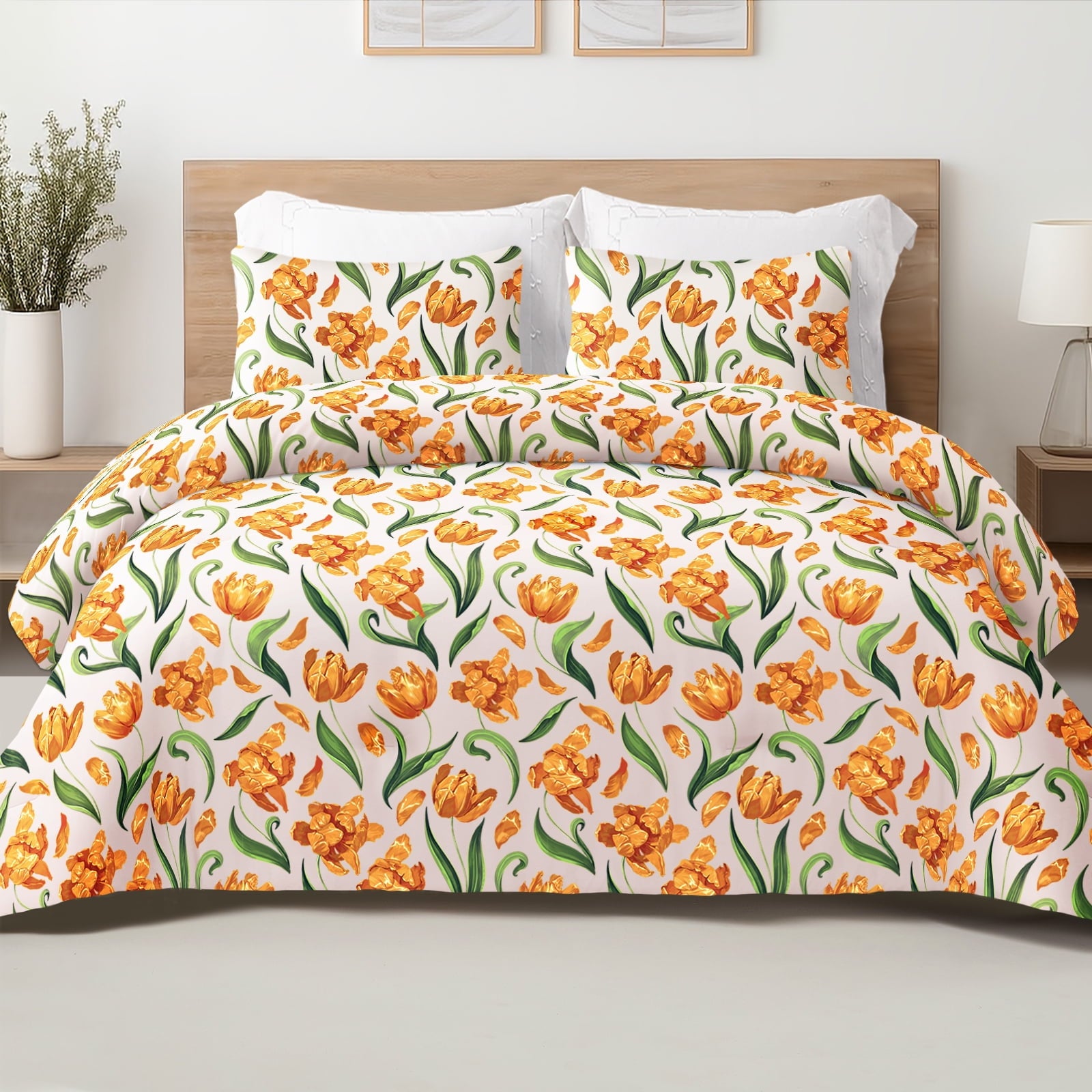 Exclusivo Mezcla 3-Piece Floral King Size Comforter Set, Microfiber Bedding Down Alternative Comforter for All Seasons with 2 Pillow Shams, Light Blue