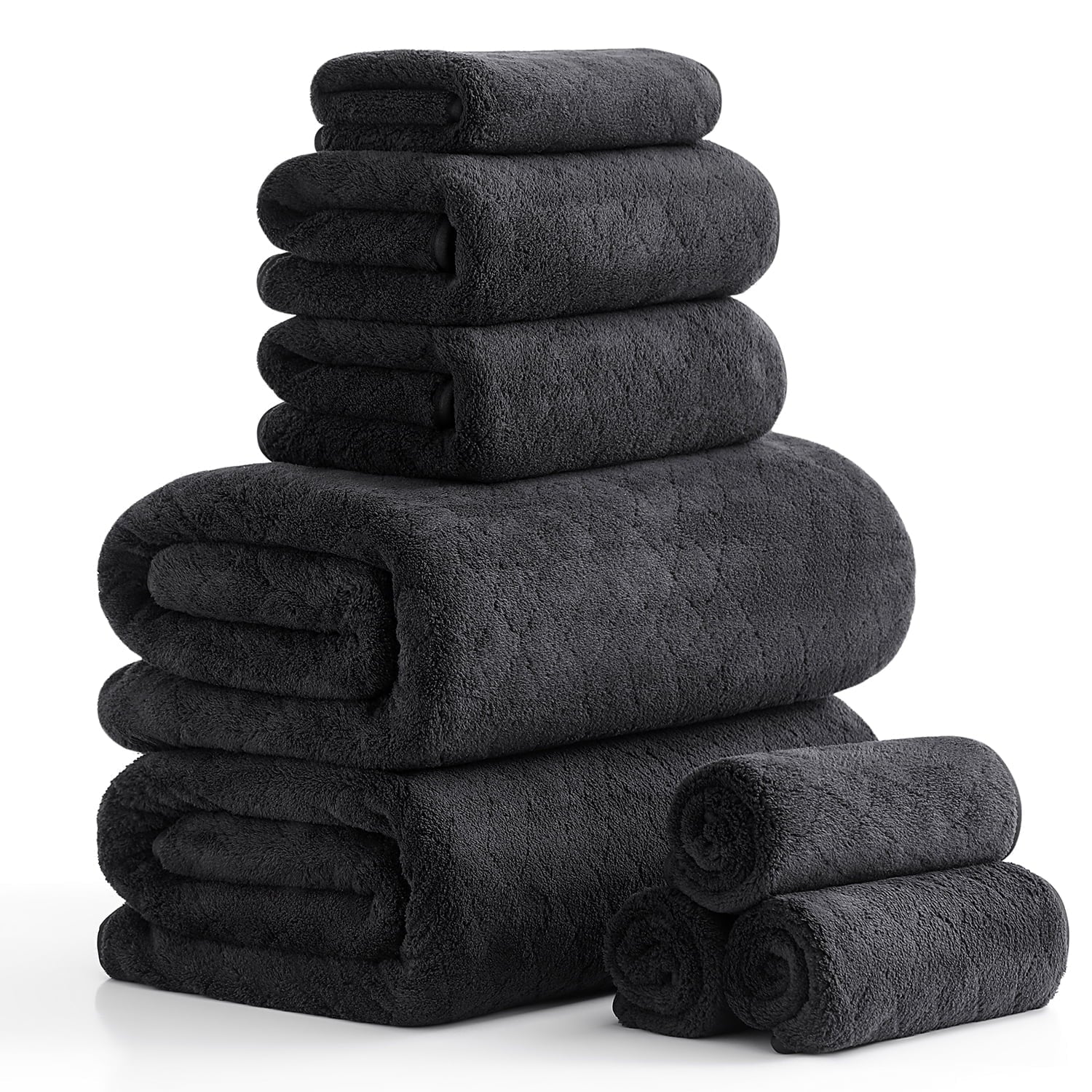 Green Essen 8 Pieces Extra Large Bath Towel35"x 70" Highly Absorbent Quick Dry Bath Sheets Bath Towel Oversized Clearance Soft Shower Towels for Bathroom Spa Hotel Gym(Dark Grey)