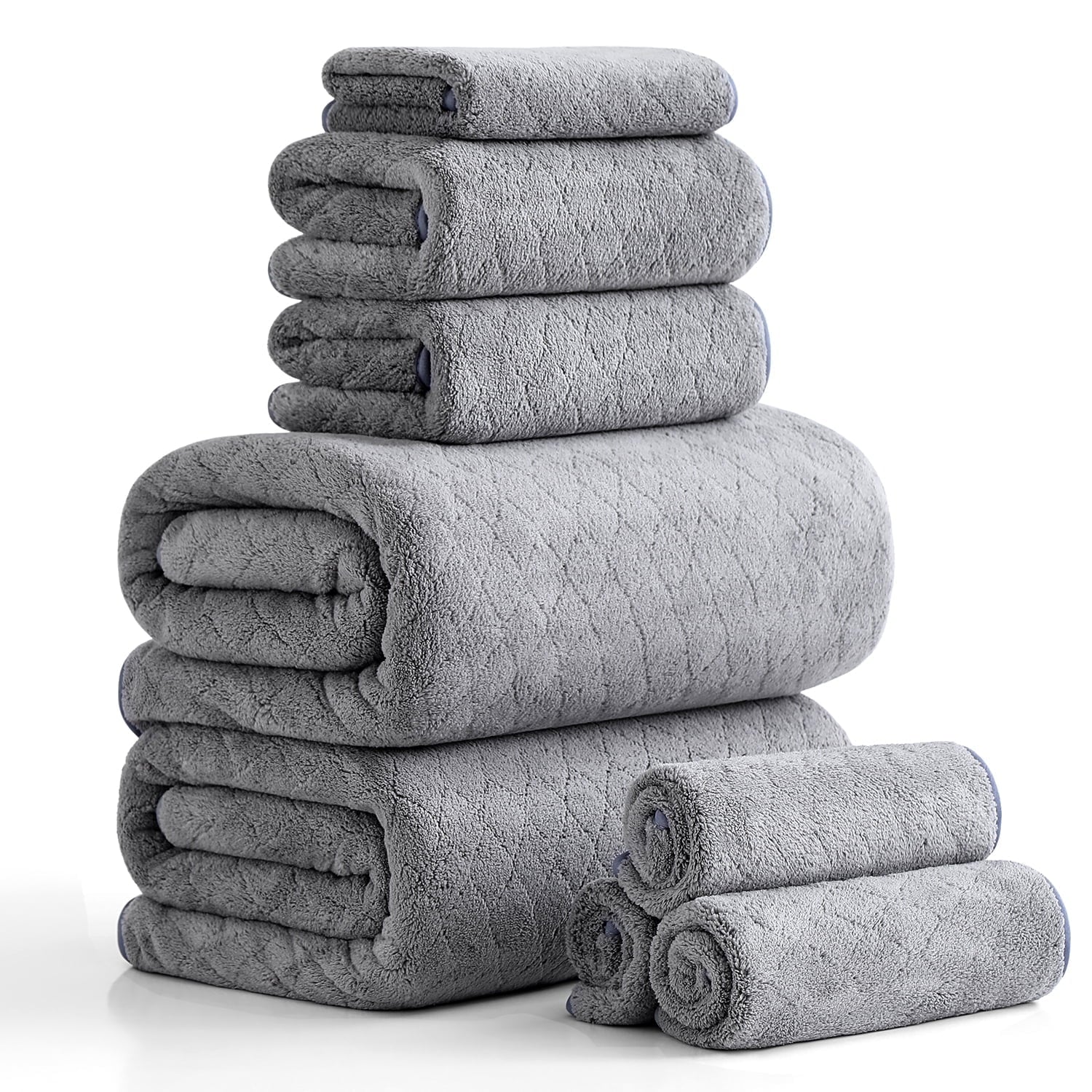 Green Essen 8 Pieces Extra Large Bath Towel35"x 70" Highly Absorbent Quick Dry Bath Sheets Bath Towel Oversized Clearance Soft Shower Towels for Bathroom Spa Hotel Gym(Dark Grey)