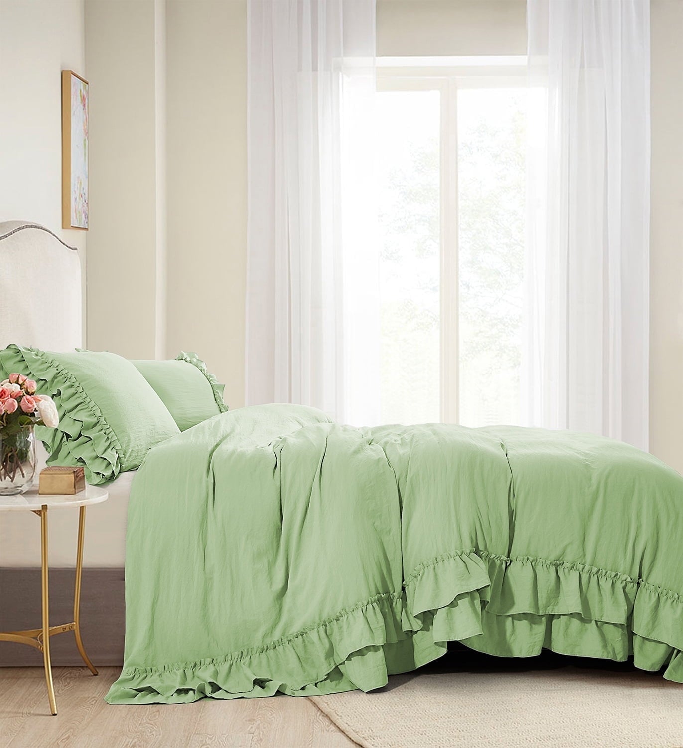 HIG 3 Piece Vintage Duvet Cover Set, Ultra Soft Pre-washed Microfiber, Camel, Queen