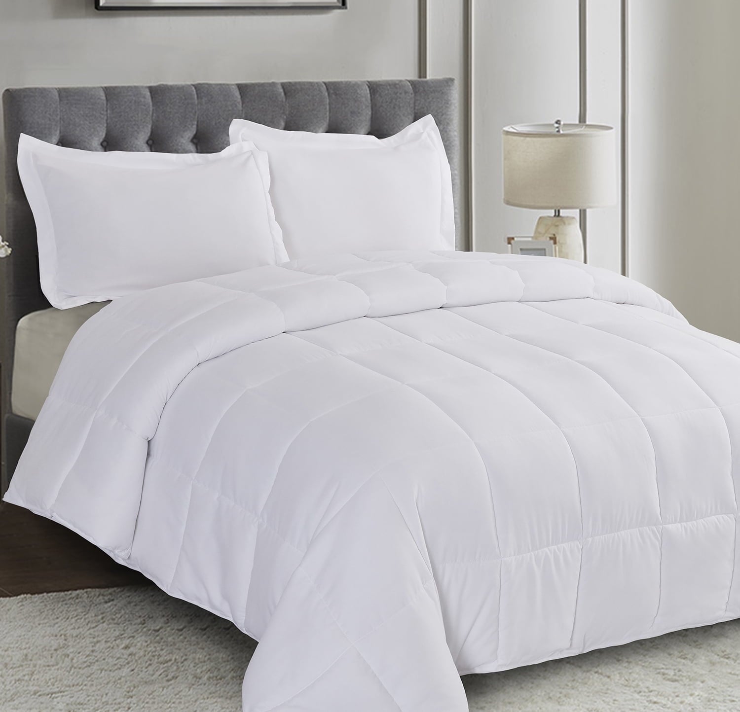 HIG Light Weight Down Alternative Comforter Set, Queen, Green, Reversible