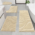 Ileading Bathroom Rugs Sets 4 Piece, Super Soft and Absorbent Non Slip Microfiber Toilet Bathroom Mats