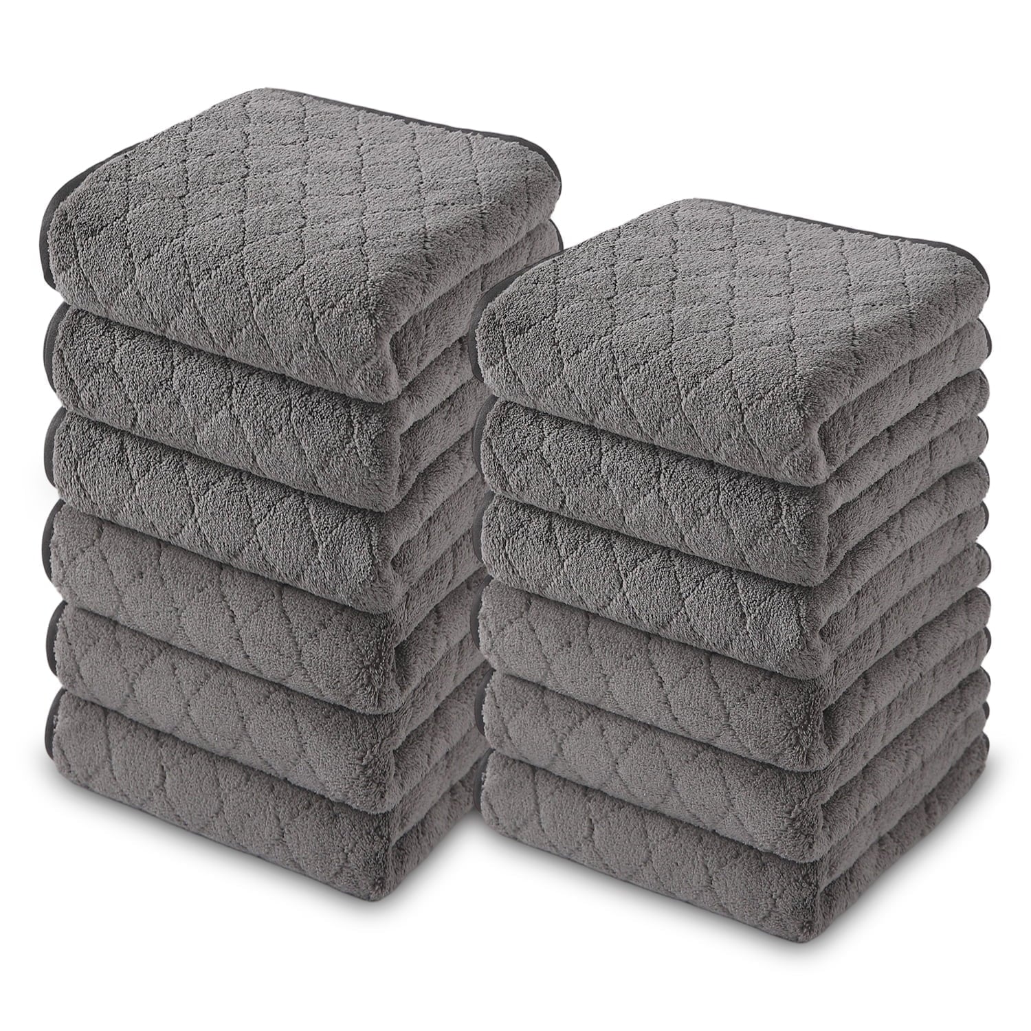 Jessy Home 12 Pack Dark Gray Washcloths for Bathroom 13x13 Inch Ultra Soft Hand Face Towels