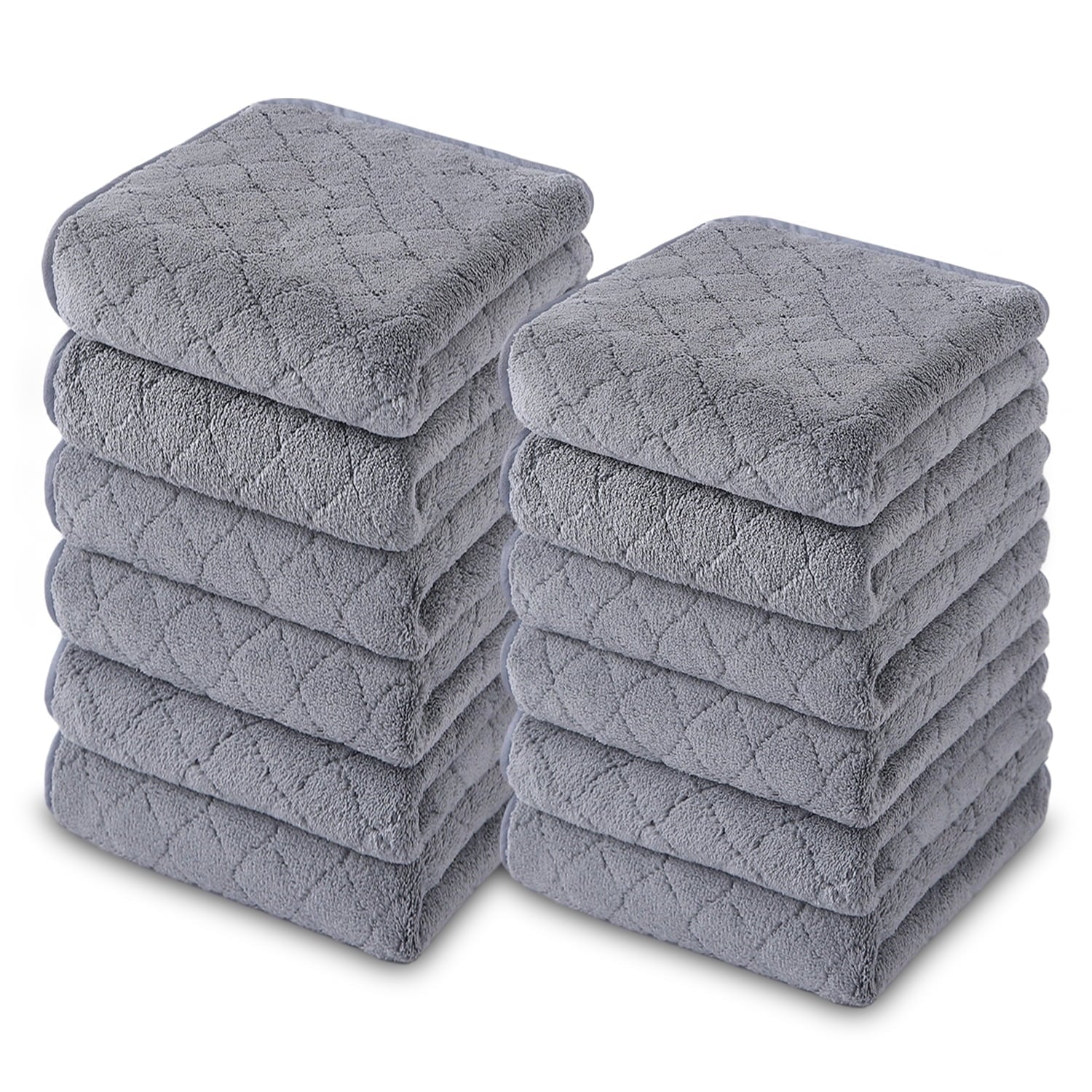 Jessy Home 12 Pack Dark Gray Washcloths for Bathroom 13x13 Inch Ultra Soft Hand Face Towels