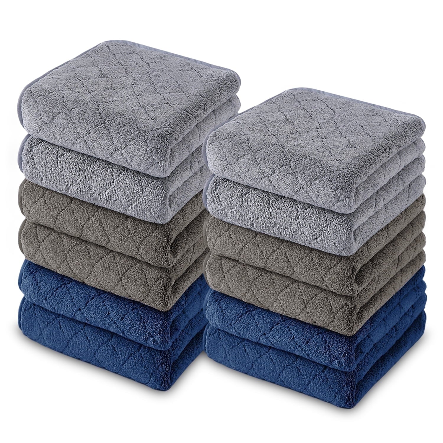 Jessy Home 12 Pack Dark Gray Washcloths for Bathroom 13x13 Inch Ultra Soft Hand Face Towels