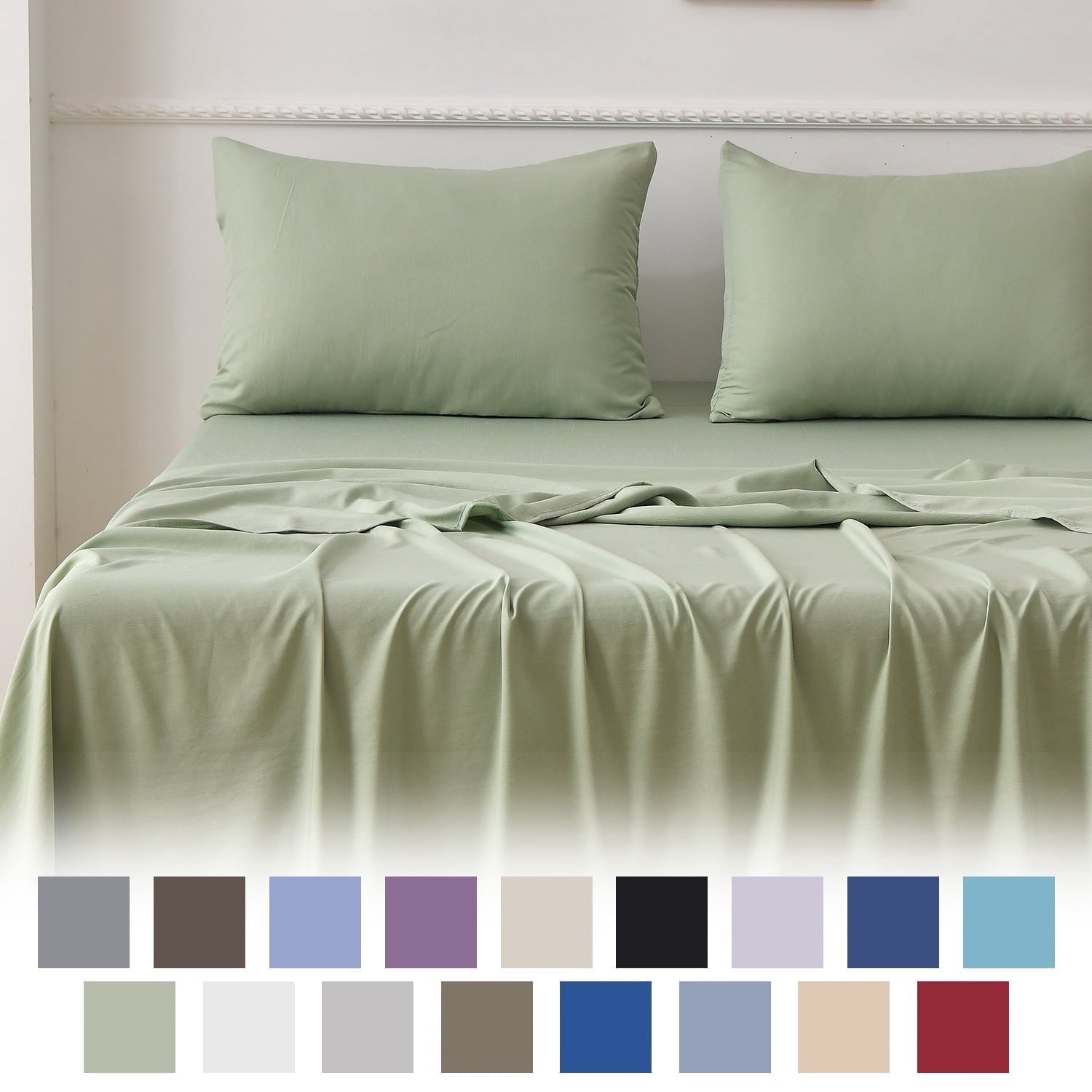 Jessy Home Bed Sheets Set 4 Piece Queen/Full Sheet Set Brown Gray Cotton Blend Fitted Sheet, Flat Sheet & 2 Pillowcases Bedding Set