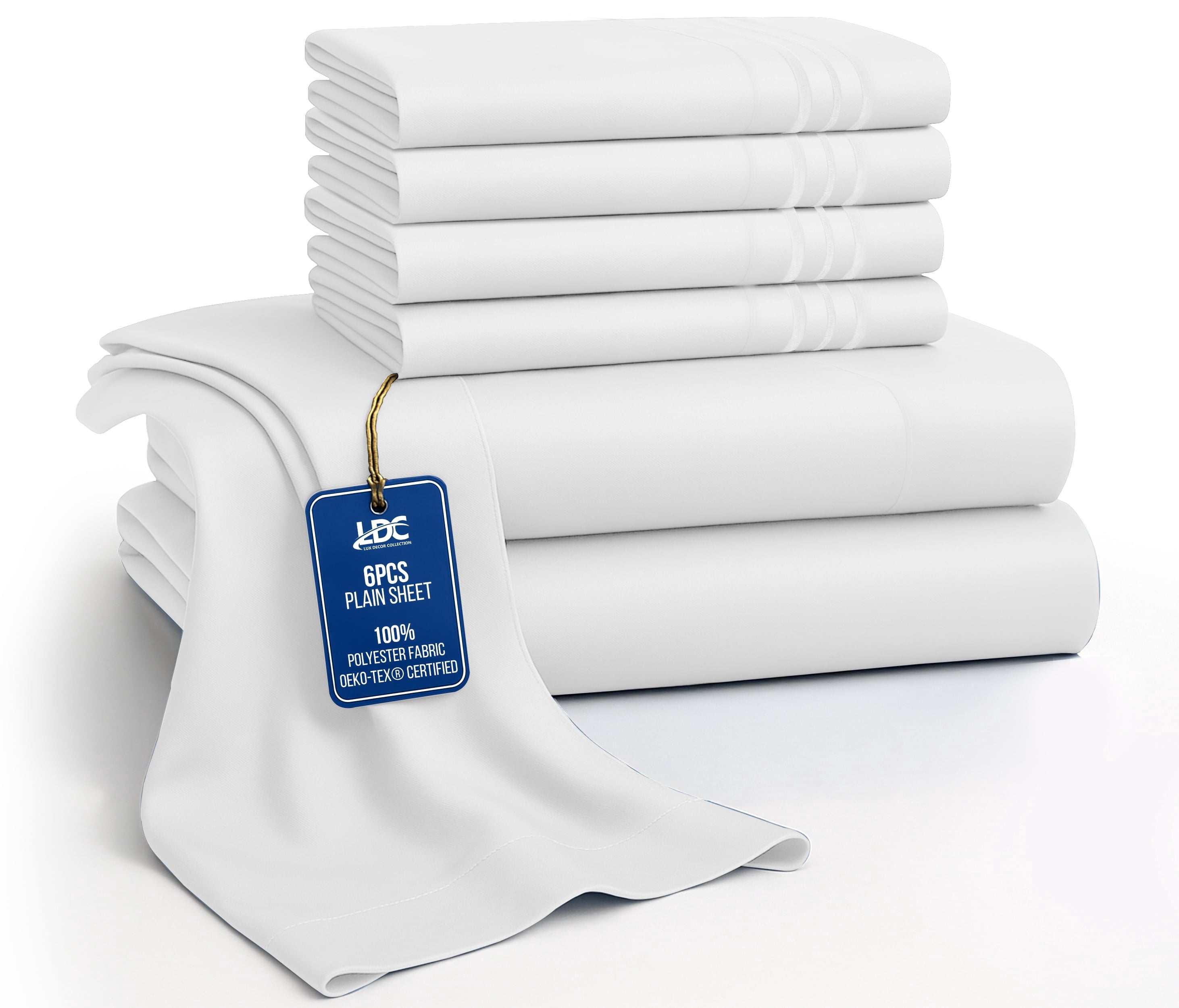 Lux Decor&nbsp;King&nbsp;Bed Sheets - 6 Piece Ultra-Soft Microfiber&nbsp;Sheets Set, Deep Pocket Fitted Sheet, Flat Sheet & 4 Pillowcases, Breathable Hotel Luxury, OEKO-TEX Certified, Grey